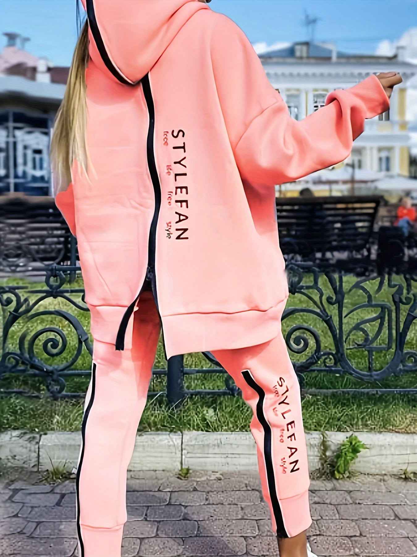 2pcs Set Fashionable Women'S Zip-up Hoodie And Sweatpants Set- Stylish, Comfortable Streetwear For Fall And Winter- Modern, Warm, Versatile Two-piece Outfit With A Cozy Hoodie And Elastic Waistband Pants