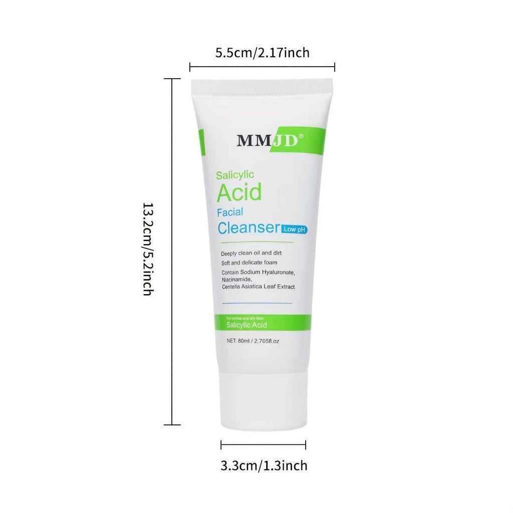[Deep Cleansing Cleanser] MMJD Salicylic Acid Deep Cleansing Cleanser - 1pc 80ml/2.705fl.oz | Cleansing & Hydrating Foam Cleanser, Glycerol & Salicylic Acid, Makeup Removal, Face Wash, Skincare Routine, Unisex for All Light Beige Types, Fresh Scent, Sleek