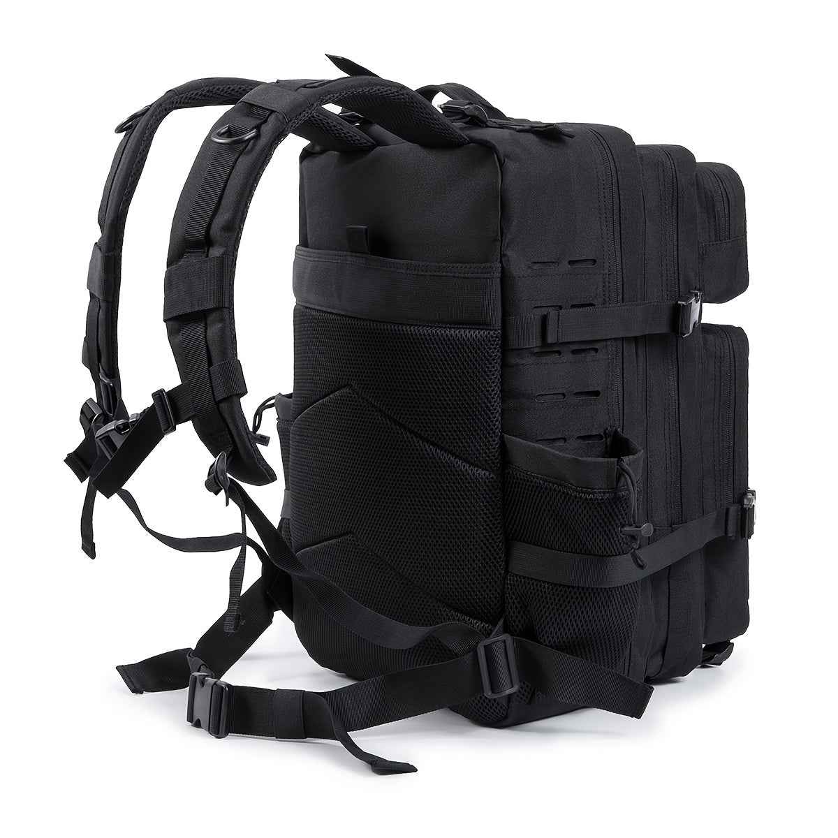 45L Large 3 Day Bug Out Bag Gym Rucksack With Bottle Holder Medical Rucksack Go Bag Black Hiking Tactical Backpack Outdoor Backpacks For Men Crossfit CCW Laser Cut Molle Daypack