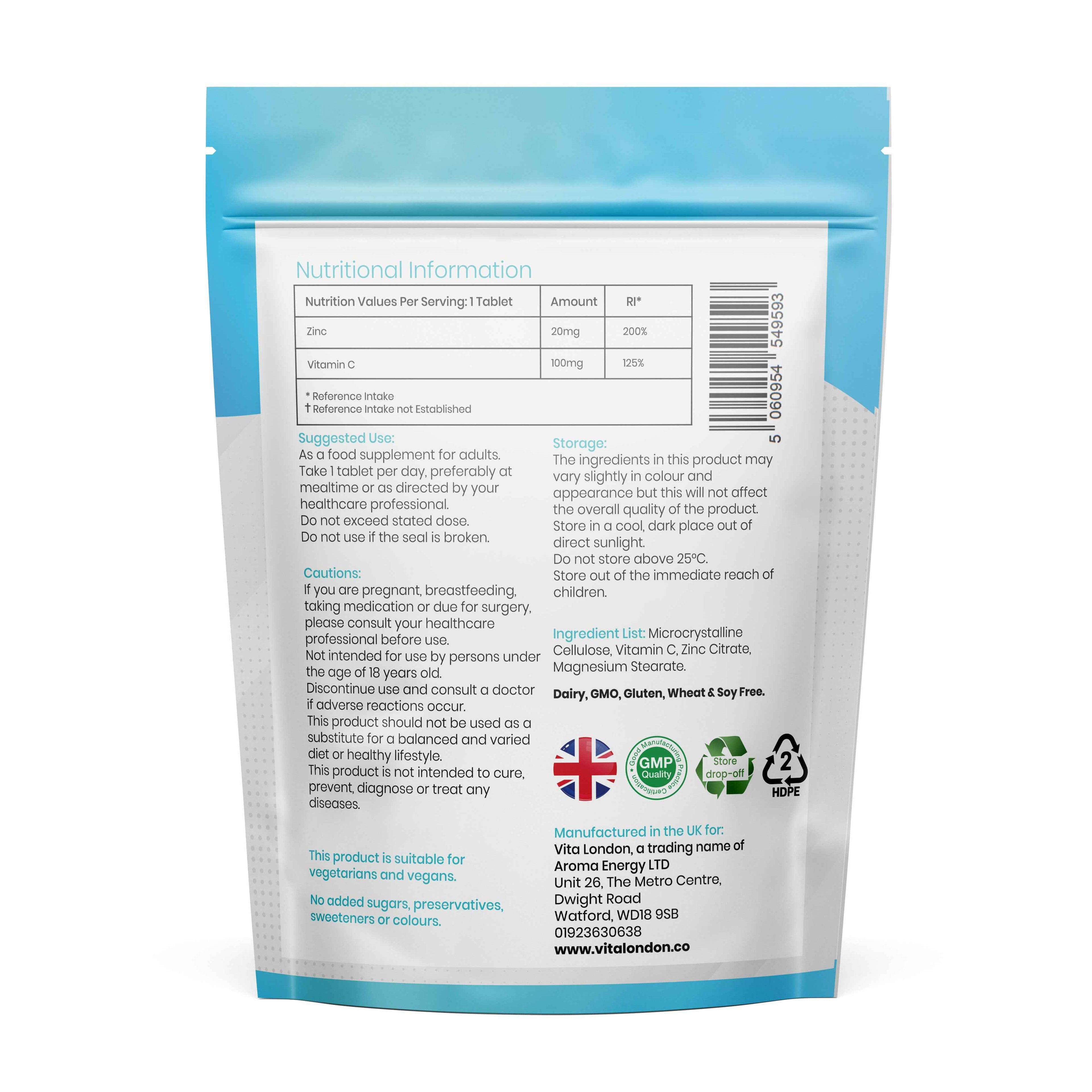 5pk Supplement Bundle - Turmeric, Ginger, Black Pepper - Magnesium Glycinate - Ashwagandha KSM-66 - Lions Mane Mushroom - Vitamin C & Zinc Tablets / Capsules (Not Gummies Or Powder) - Vegan - Gluten Free - Adult - UK - Vita London - Supplements - Vitamins