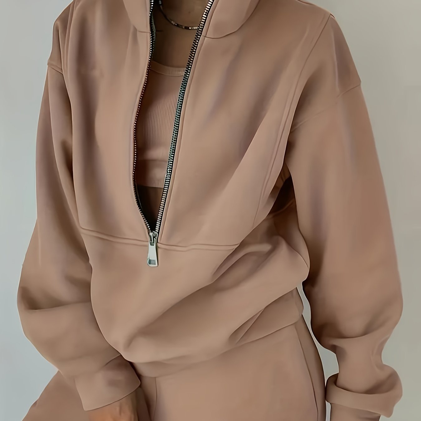 Womens Long Sleeve Zip Sweatshirt  Pants Set - IRON GODDESS