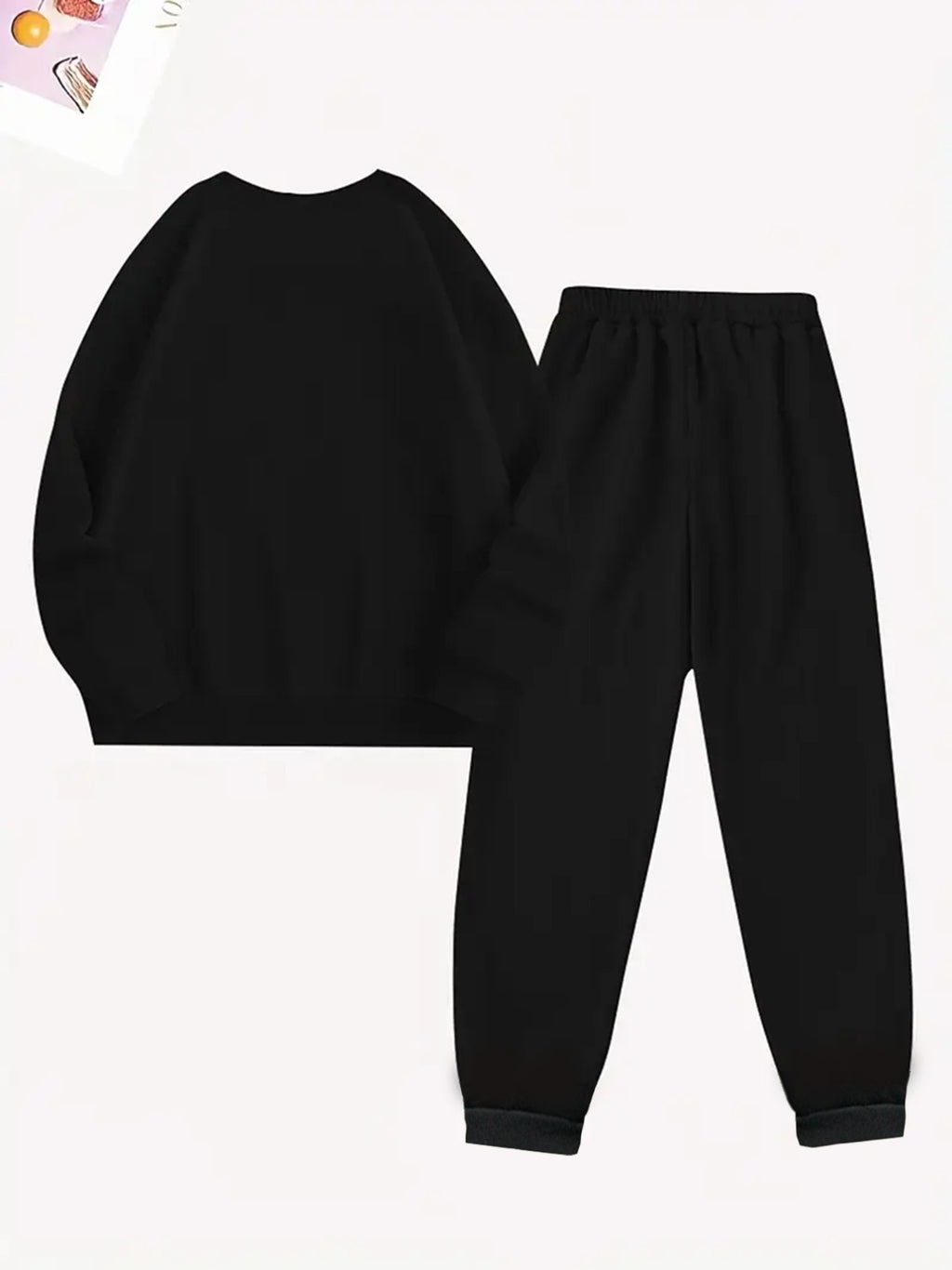 2pcs Women's GUESS Logo Oversized Pink Sweatsuit Set - Y2K White Lettering Matching Joggers & Sweater, All-Season Casual Outfit, Machine Washable Round Neck Tracksuit (Pink/Black) - Iconic Brand Collaboration - IRON GODDESS