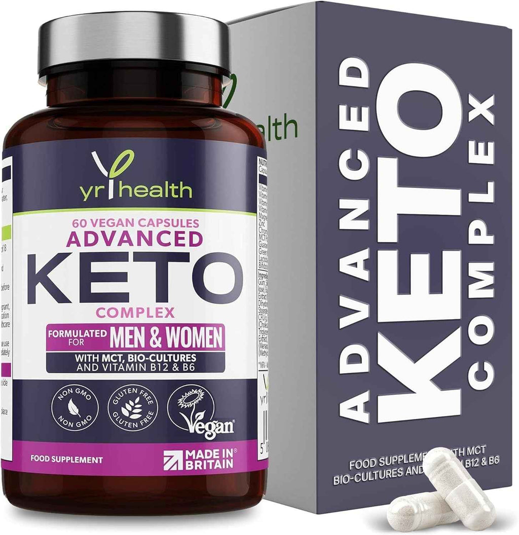 Keto Diet Pills - Max Strength Weight Loss Complex for Men & Women - MCT Oil, Green Tea, Bio-Cultures, Vitamins & Minerals, Carbohydrates & Fatty Acids Metabolism – 60 Vegan - Made in The UK