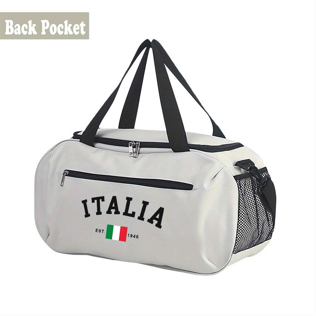 [Large-Capacity Travel Duffel] Italia Pattern Large-Capacity Travel Duffel Bag - Lightweight Zipper Gym & Yoga Bag With Italian Flag Design, Durable Polyester Lining, Double Handles For College, Vacation, Outdoor Activities, Gym Bag, Vacation Essentials,