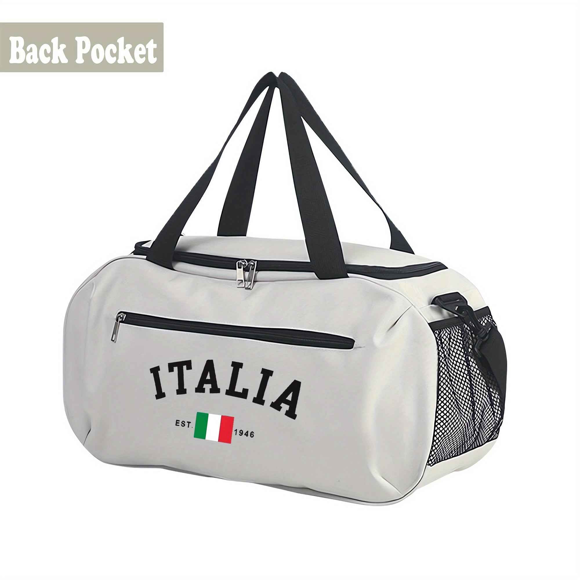 [Large-Capacity Travel Duffel] Italia Pattern Large-Capacity Travel Duffel Bag - Lightweight Zipper Gym & Yoga Bag With Italian Flag Design, Durable Polyester Lining, Double Handles For College, Vacation, Outdoor Activities, Gym Bag, Vacation Essentials,