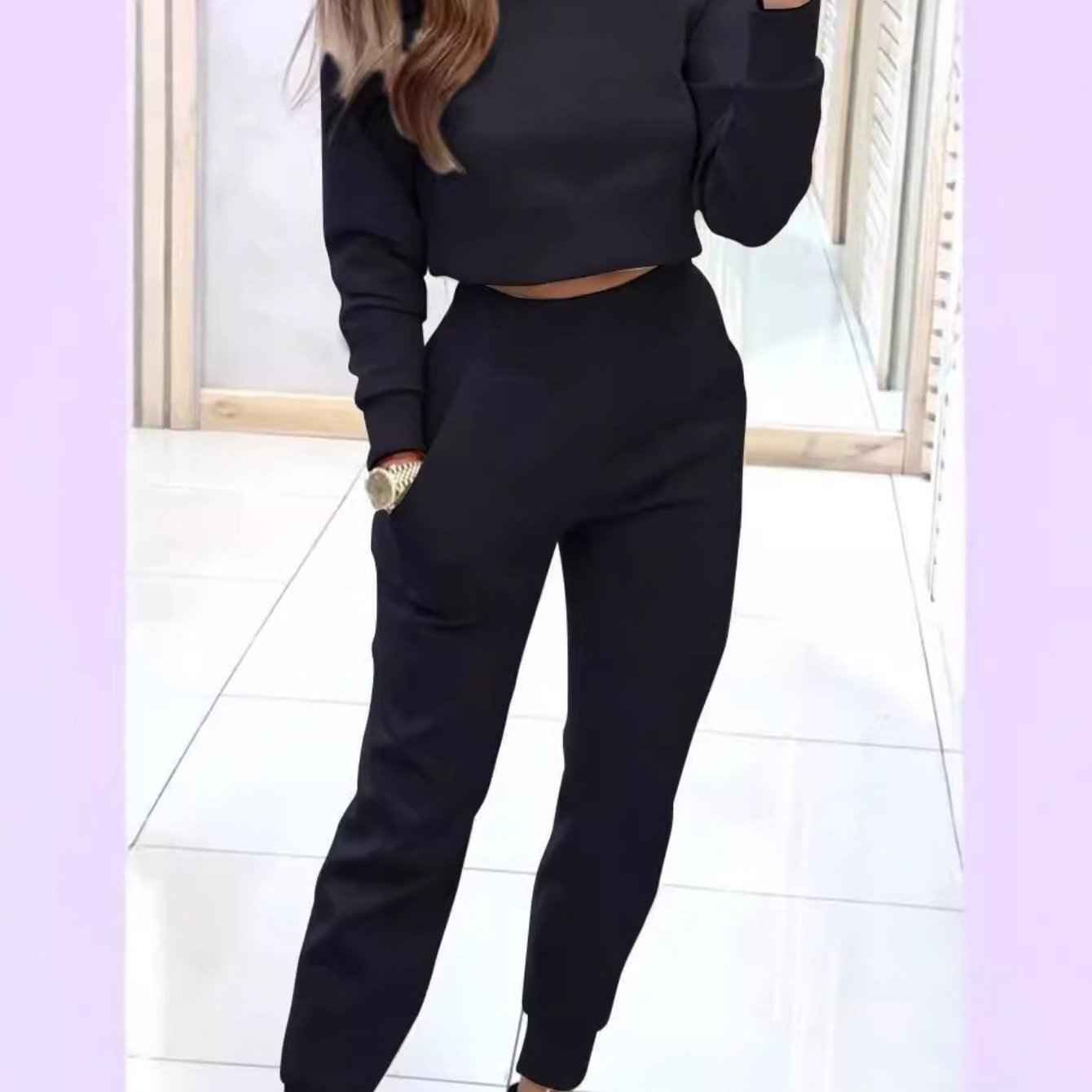 2024 New Style - Autumn and Winter Women's high-neck, fitted long-sleeved Casual Set