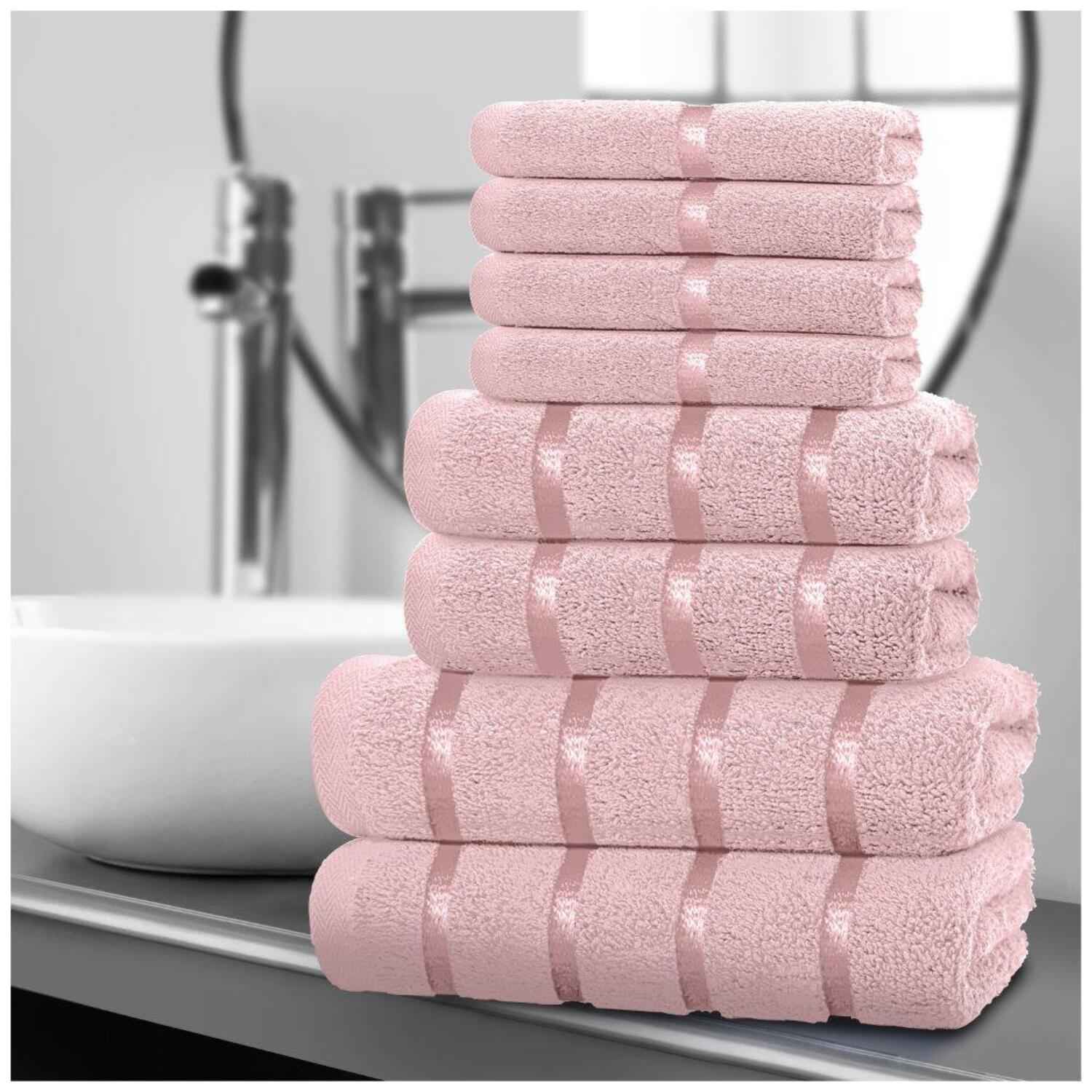 8pcs Egyptian Cotton Towel Set | Quick-Drying & Highly Absorbent | Includes 4 Face, 2 Hand, 2 Bath Towels | Sophisticated Boston Design | 15 Elegant Colours | Machine Washable