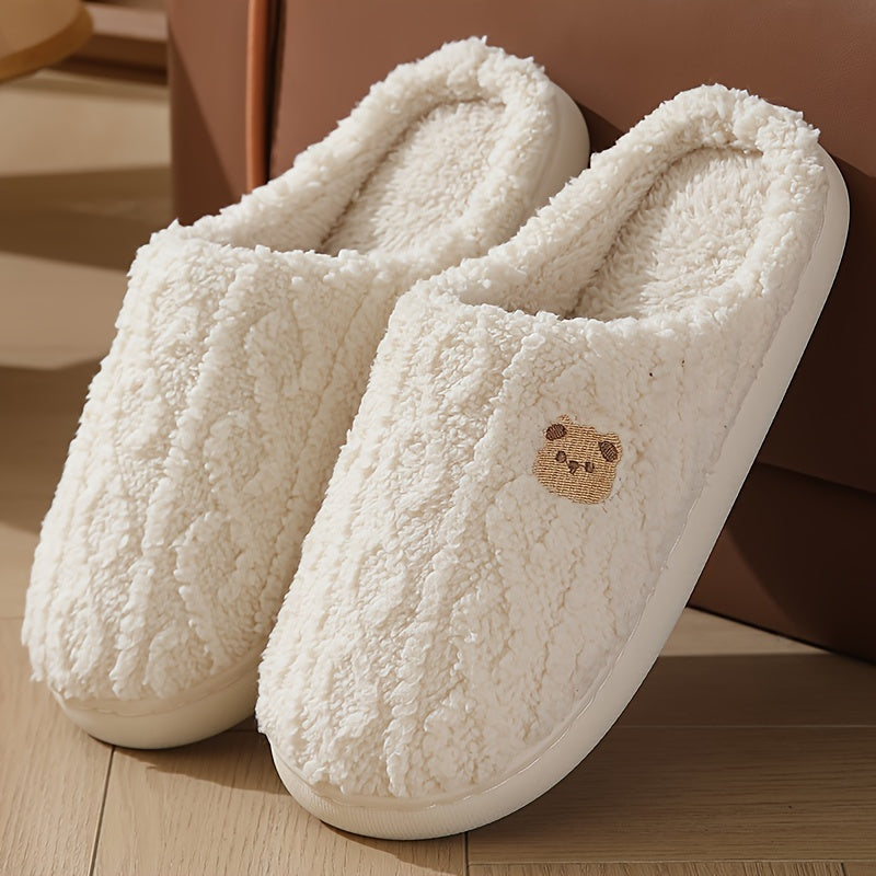 Couples Cozy Bear Fleece Slippers Soft Plush IndoorOutdoor Comfort - IRON GODDESS