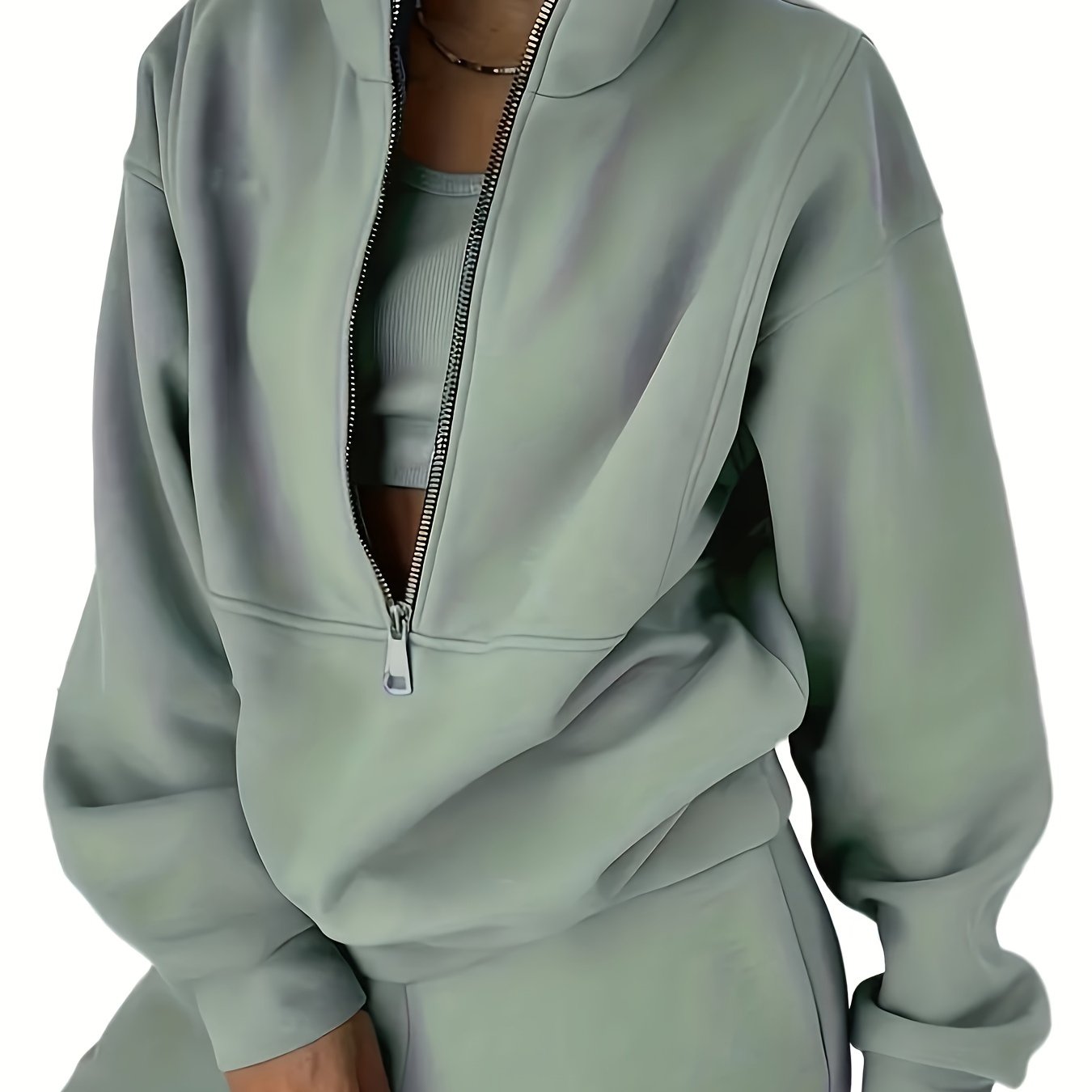 Womens Long Sleeve Zip Sweatshirt  Pants Set - IRON GODDESS
