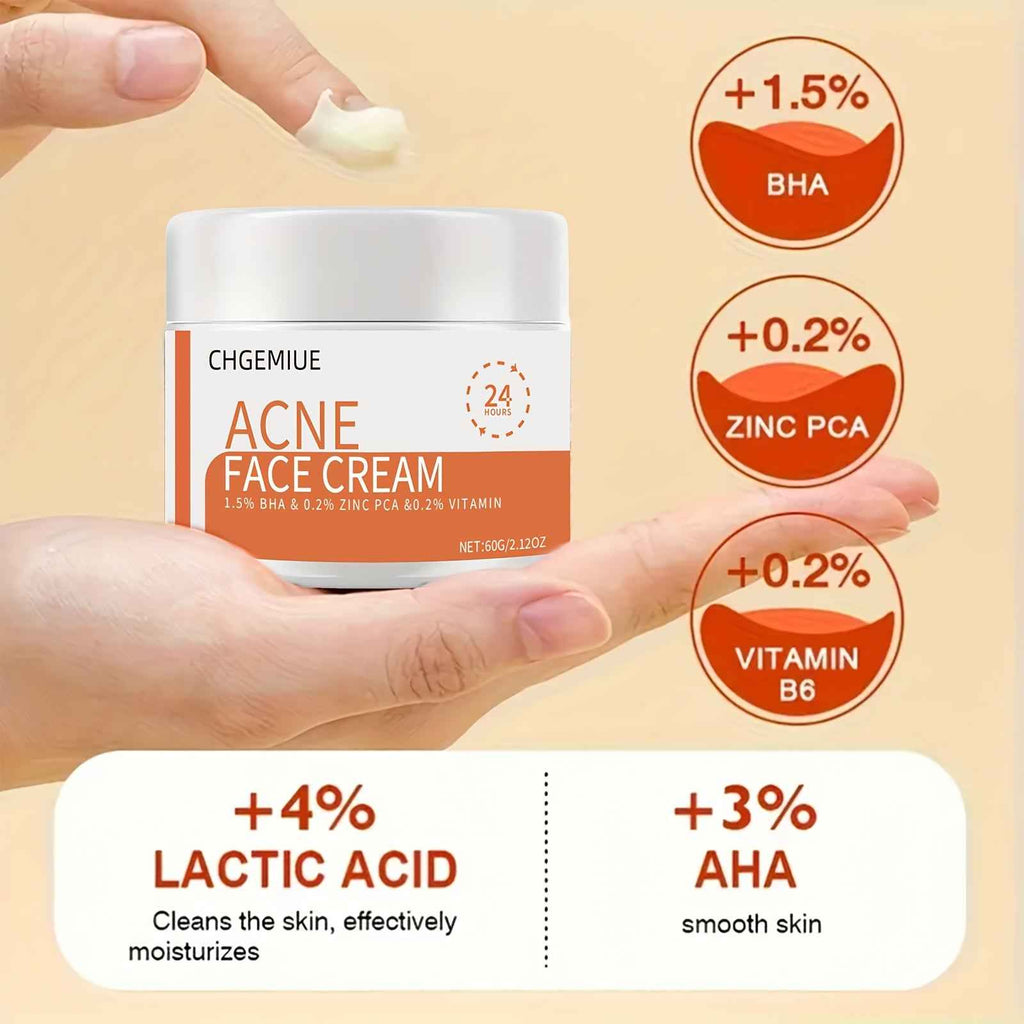 CHGEMIUE Salicylic Acid Face Cream, Moisturizing & Balancing, Gentle Cleansing for All Light Beige Types, Alcohol-Free, Unisex Skincare with Zinc PCA & Vitamin E, Light Beige Care, Daily Facial Care, Sleek Jar Design, Alcoholfree Formula