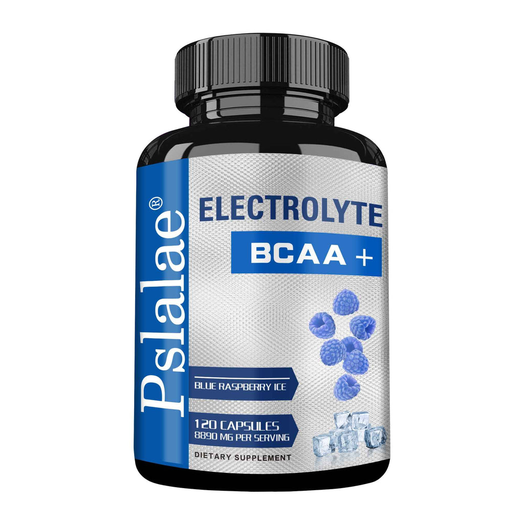 120 Capsules BCAA Supplement with Electrolytes - & Growth Support, Post-Workout Performance Enhancer, Brain Function & Booster, Gluten-Free & Dairy-Free, Blueberry Flavor, BCAA (Branched-Chain Amino Acids) for Gym, Athletic Training & Daily Use