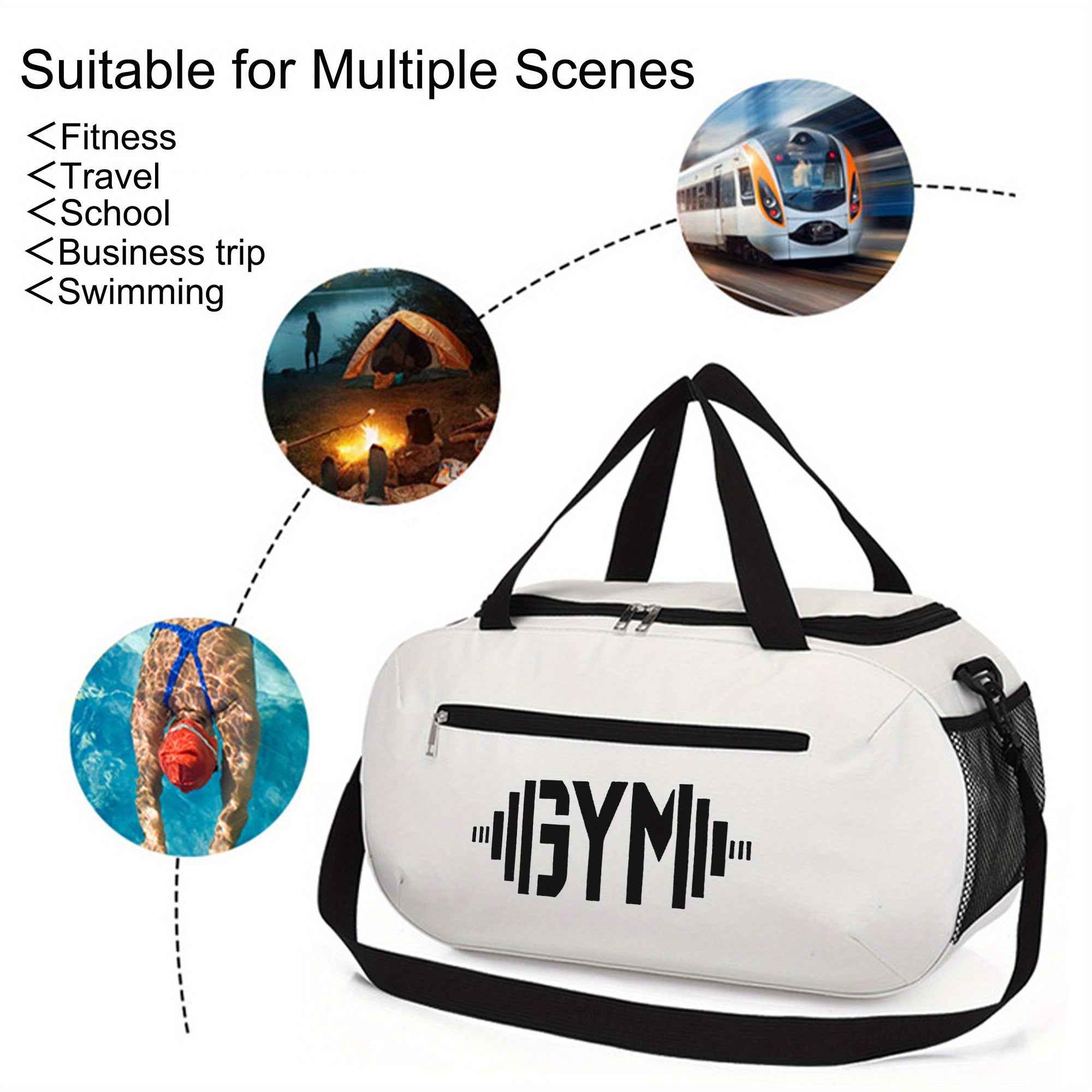 [Gym Dumbbells Print Duffel Bag] Gym Dumbbells Print Large-Capacity Lightweight Zipper Duffel Bag - Durable Polyester Gym & Travel Bag with Reinforced Handles, Machine Washable for Yoga, Training, College, Vacation, Gym Bag, Outdoor Sports Bag, Modern Duf