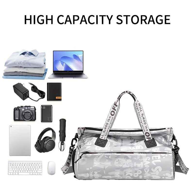 1pc Letter Independent Shoe Storage Travel Bag, Multifunctional Large Capacity for Outdoor Use, Wear-Resistant And Lightweight, with Dry And Wet Separation, Can Be Carried by Hand Or Worn on The Shoulder.