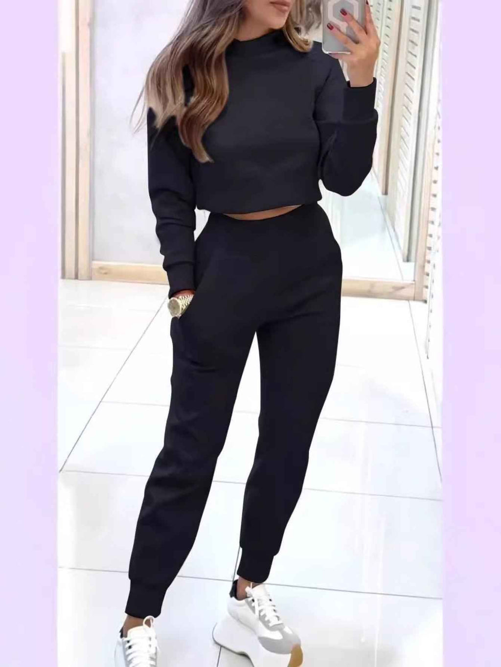 2024 New Style - Autumn and Winter Women's high-neck, fitted long-sleeved Casual Set