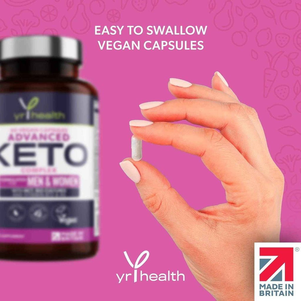 Keto Diet Pills - Max Strength Weight Loss Complex for Men & Women - MCT Oil, Green Tea, Bio-Cultures, Vitamins & Minerals, Carbohydrates & Fatty Acids Metabolism – 60 Vegan - Made in The UK