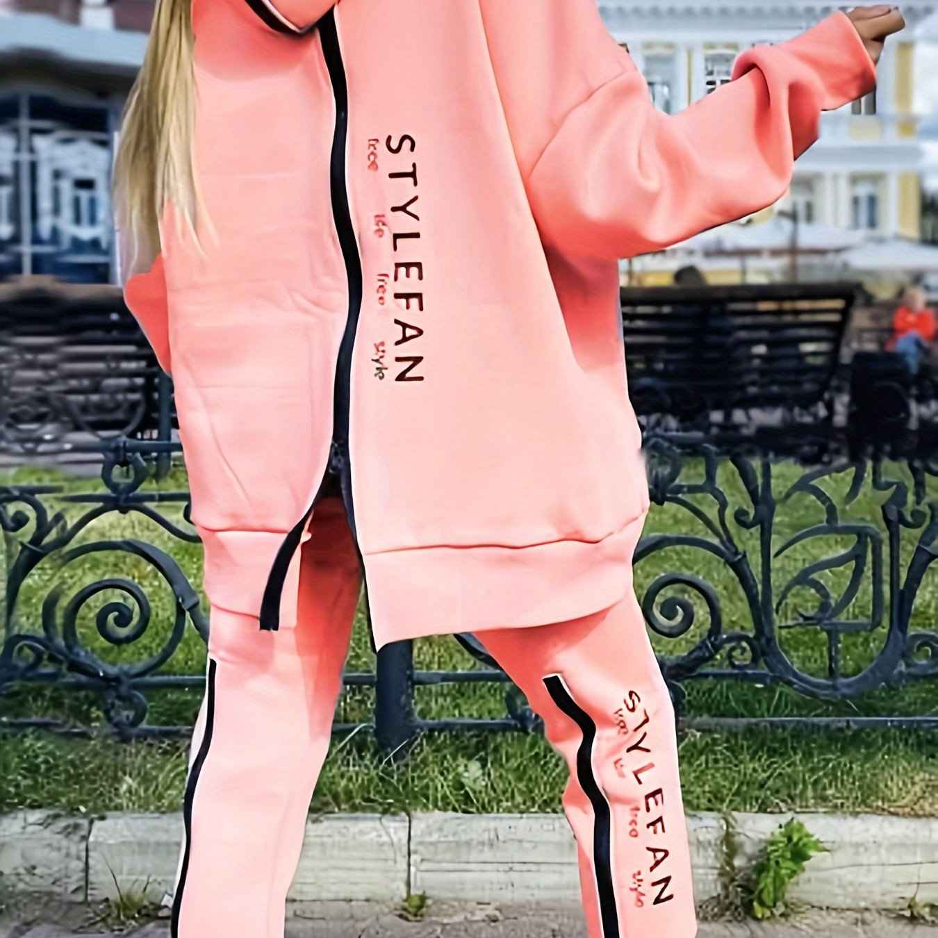 2pcs Set Fashionable Women'S Zip-up Hoodie And Sweatpants Set- Stylish, Comfortable Streetwear For Fall And Winter- Modern, Warm, Versatile Two-piece Outfit With A Cozy Hoodie And Elastic Waistband Pants