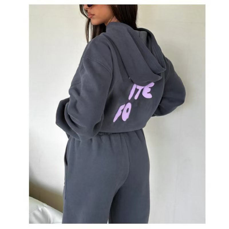 2025 New Style Letter Logo Insulated Sweatshirt and Pants for Ladies' Casual s Head Cover with Hood, Cold Weather Clothing, Casual Wear, Hooded Sweatshirt, Trendy Casual, Comfortable Fabric, Durable Stitching, Ladies' Sweatsuit, Unisex Hoodie, Winter Ward - IRON GODDESS