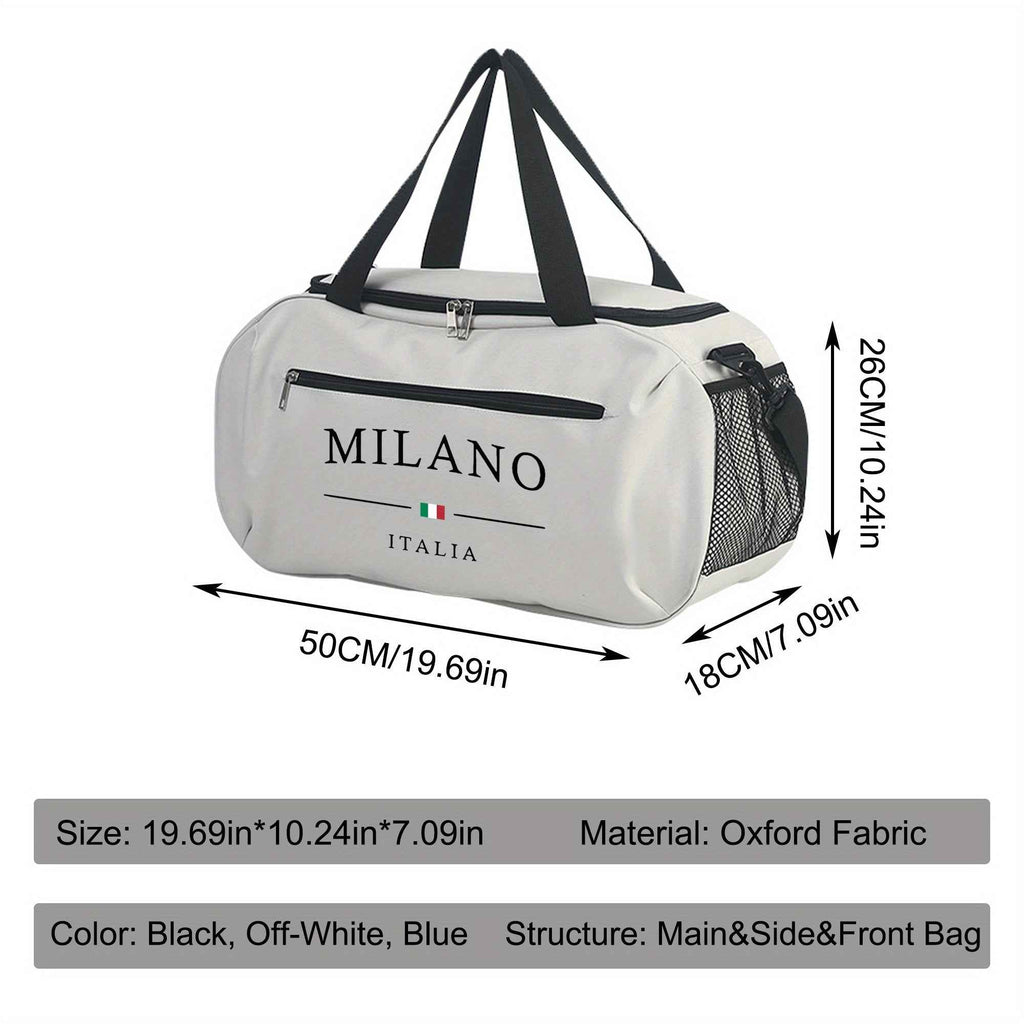 Duffel Bag with MILANO Pattern, Essential Handbag for The Gym, Reinforced Double Handles, Lightweight Oxford Fabric, Suitable for Yoga and Fitness, Machine Washable, Travel Bag, for Teenager