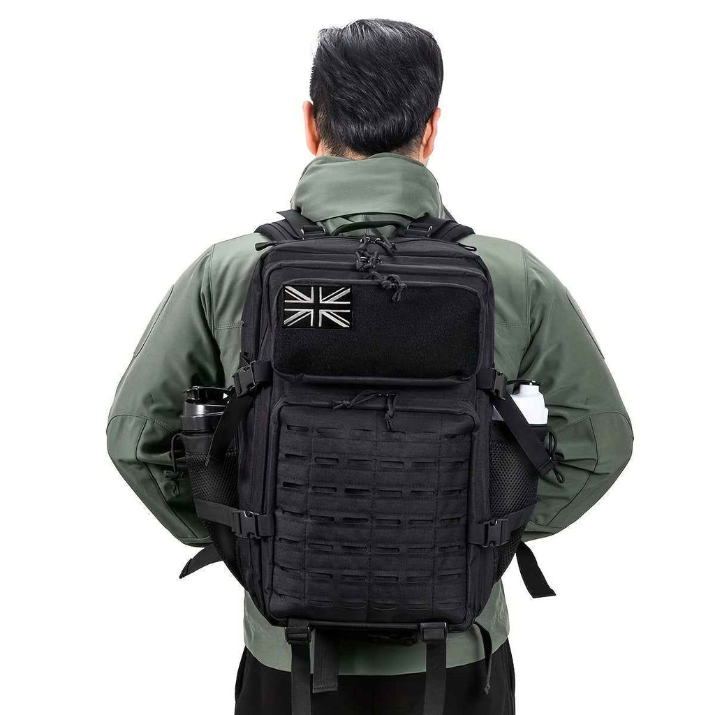 45L Large 3 Day Bug Out Bag Gym Rucksack With Bottle Holder Medical Rucksack Go Bag Black Hiking Tactical Backpack Outdoor Backpacks For Men Crossfit CCW Laser Cut Molle Daypack