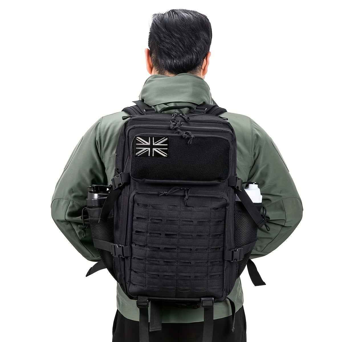 45L Large 3 Day Bug Out Bag Gym Rucksack With Bottle Holder Medical Rucksack Go Bag Black Hiking Tactical Backpack Outdoor Backpacks For Men Crossfit CCW Laser Cut Molle Daypack