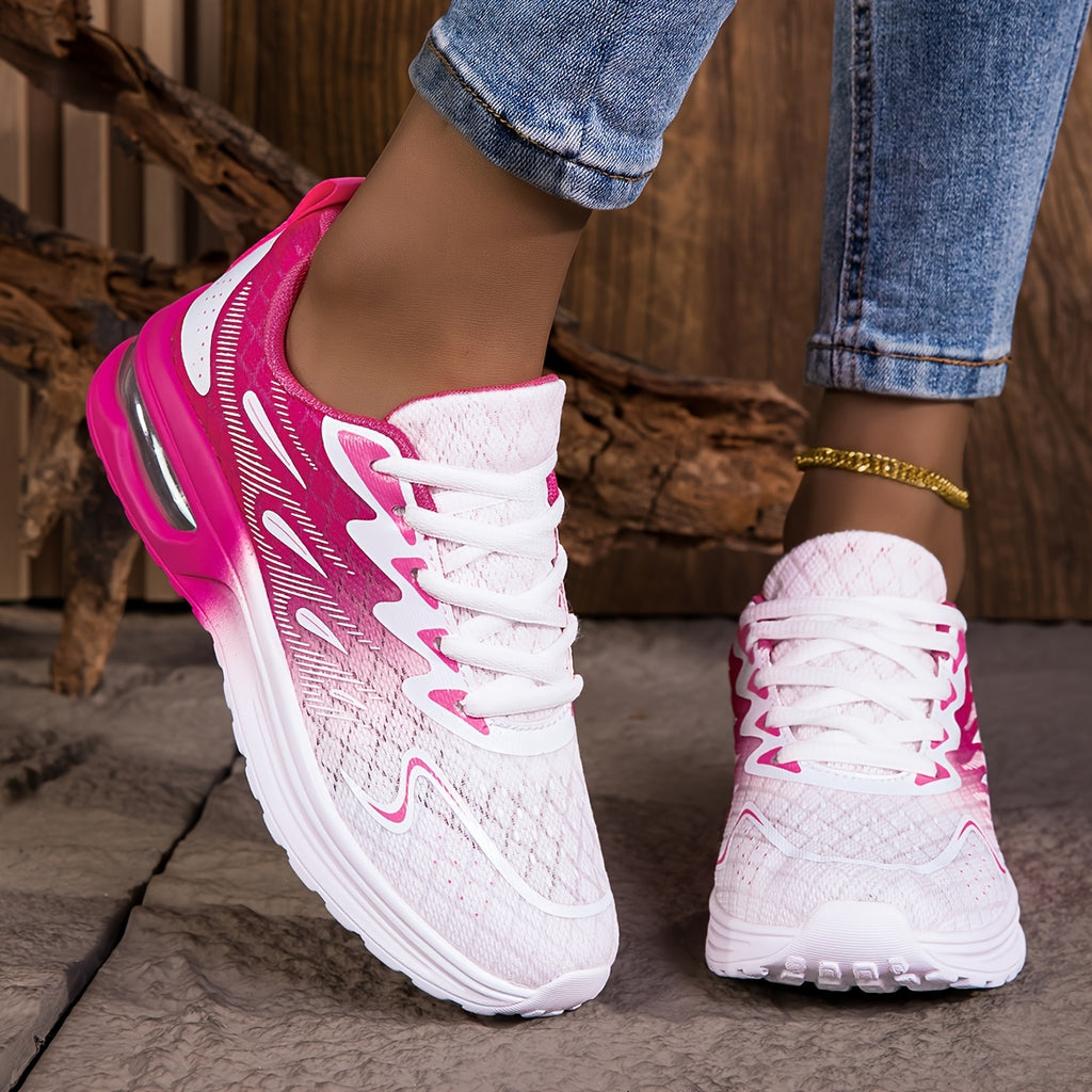 Lightweight Cushioned NonSlip PinkWhite Running Sneakers - IRON GODDESS