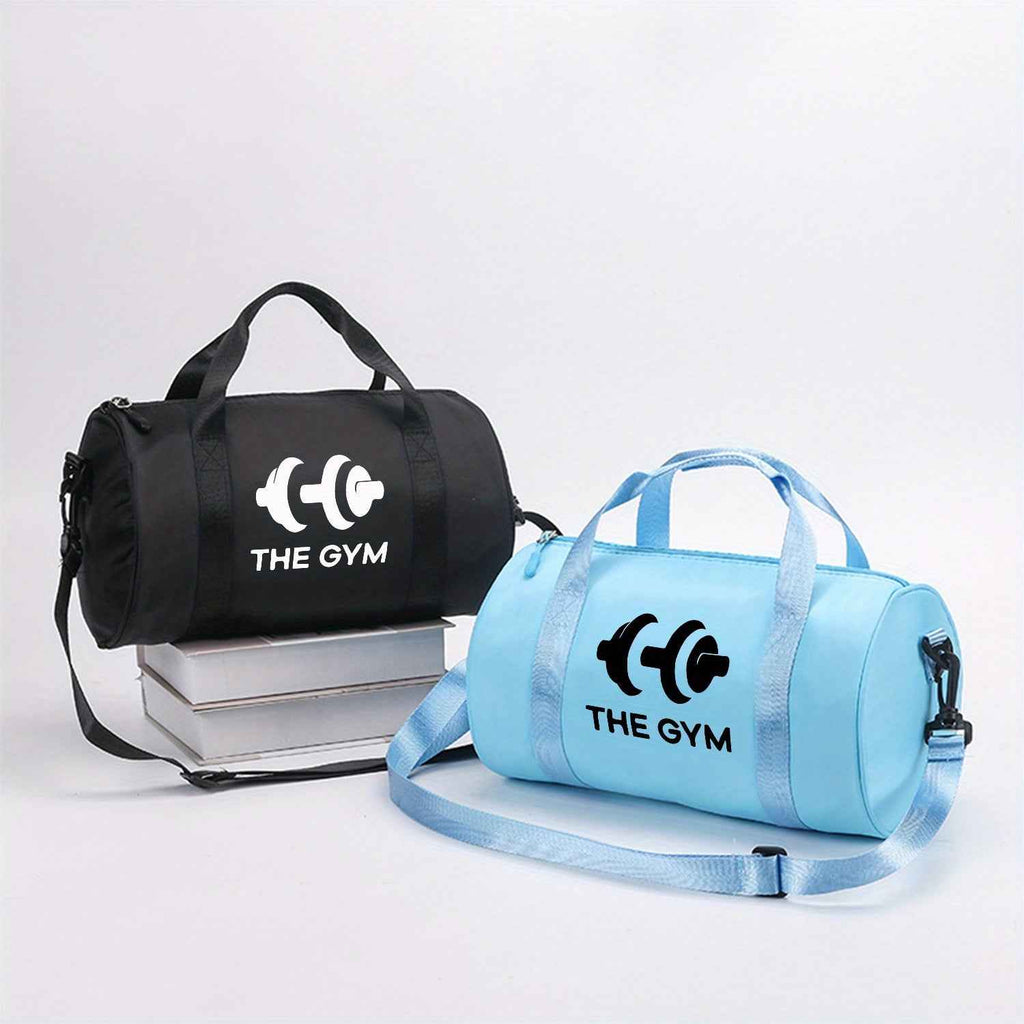 1pc 'THE GYM' Dumbbel Print Messenger Bag - Pink & Black Gym Bag with Zipper Closure, Double Handles, Lightweight & Durable for Yoga, Dance, Travel, Daily Commute - Perfect Gift for Fitness Enthusiasts, Gym Bag, Yoga Accessory, Sporty Design, Sturdy Const