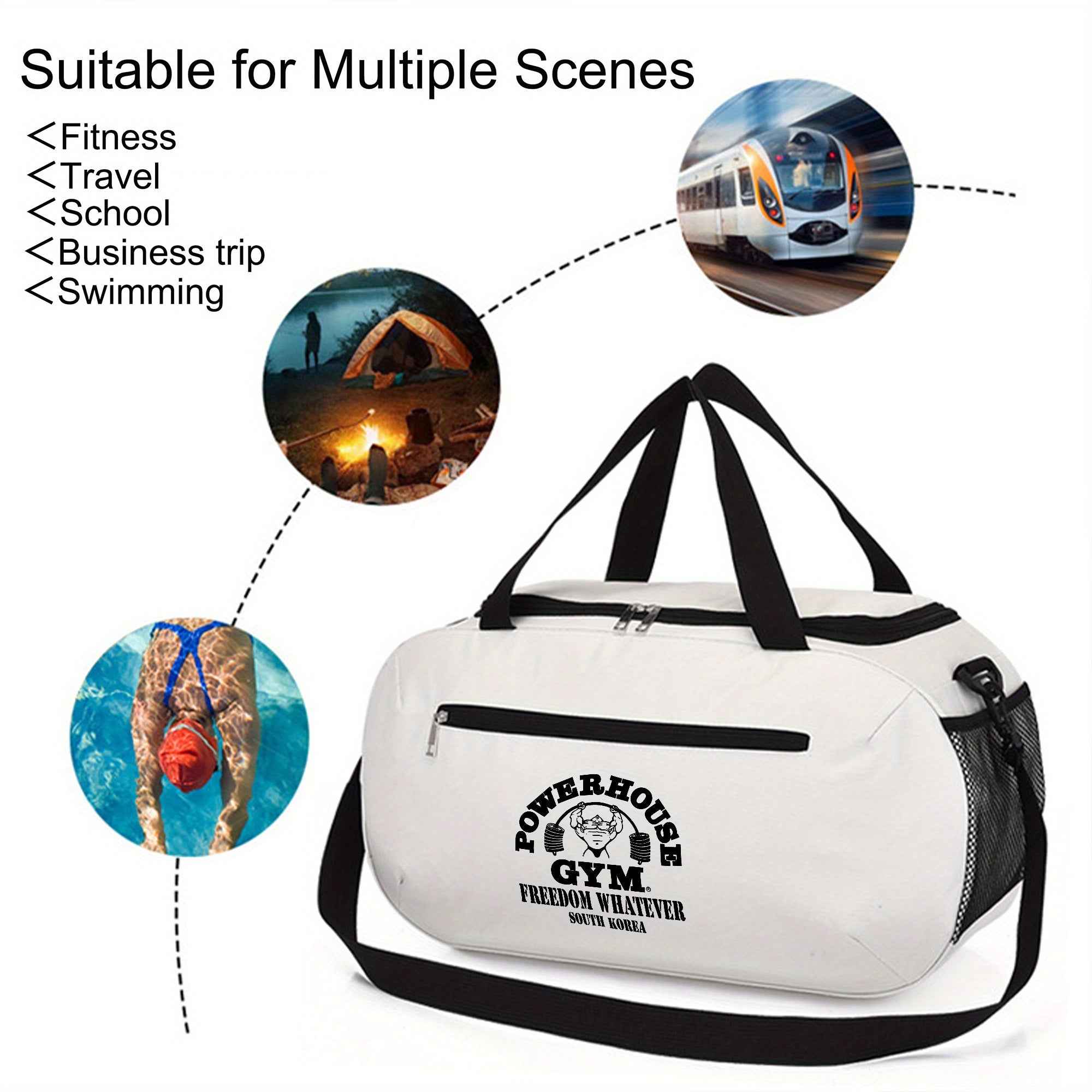 Power House Gym Duffel Bag - Large Capacity, Lightweight, Machine Washable Oxford Fabric, Adjustable Top Handle, Reinforced Handles, Ideal for Fitness Training & Yoga, Gym Gear Bag | Minimalist Style | Adjustable Strap Bag