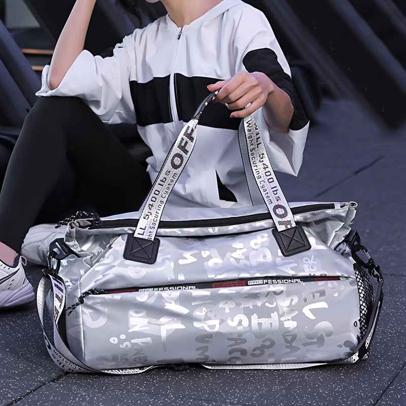 1pc Letter Independent Shoe Storage Travel Bag, Multifunctional Large Capacity for Outdoor Use, Wear-Resistant And Lightweight, with Dry And Wet Separation, Can Be Carried by Hand Or Worn on The Shoulder.