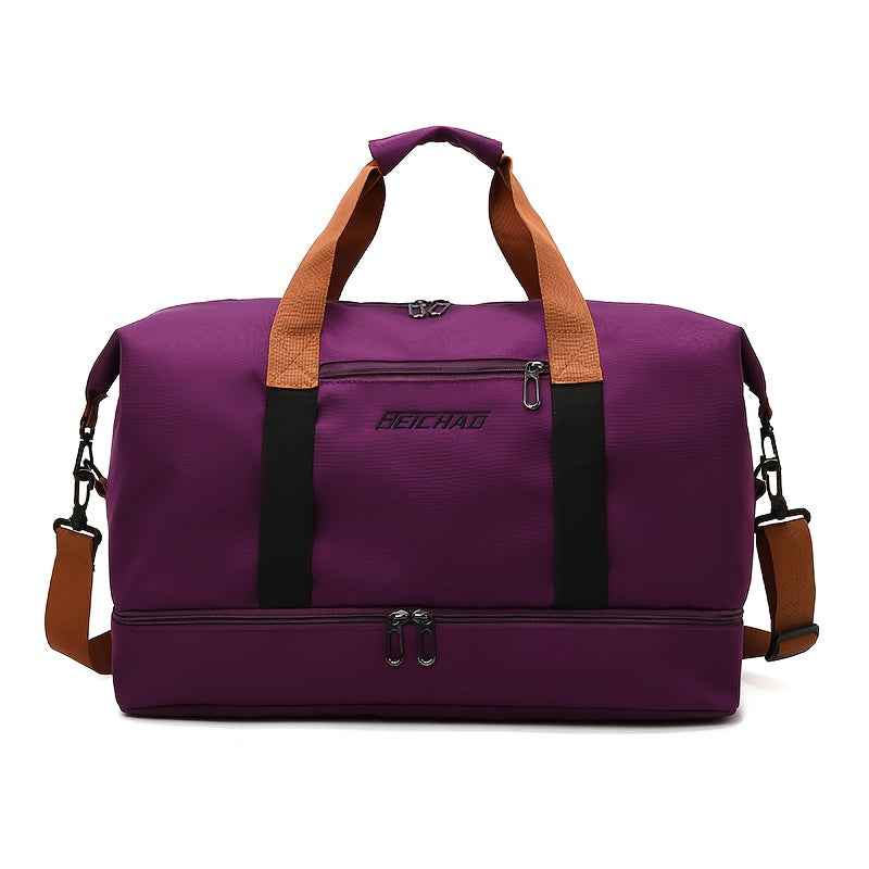 Hongyan Large Capacity Fitness Gym Bag with Dry/Wet Separation Compartments, Durable Oxford Fabric Workout Travel Bag, Adjustable Shoulder Straps & Multiple Pockets, 18.1" Height, 9.8" Width, 7 Colors (Military Green/Khaki/Gray/Purple/Red/Blue/Black), Wor