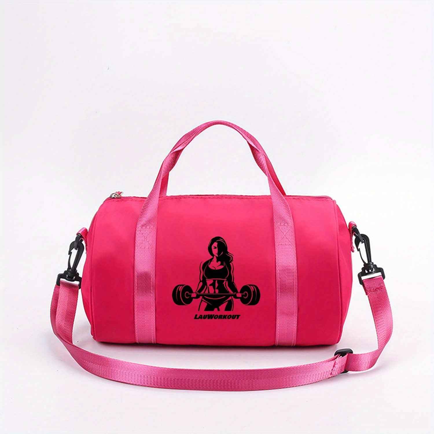 1pc Weightlifting Girl Printed Messenger Bag - Adjustable Strap, Multi-Color Options (Black/Blue/Pink/Red) - Durable Fabric Gym & Dance Bag for Teenager, Casual Outdoor Sports Tote with Top Handle & Shoulder Strap, Street Style Design for Daily Commute, V