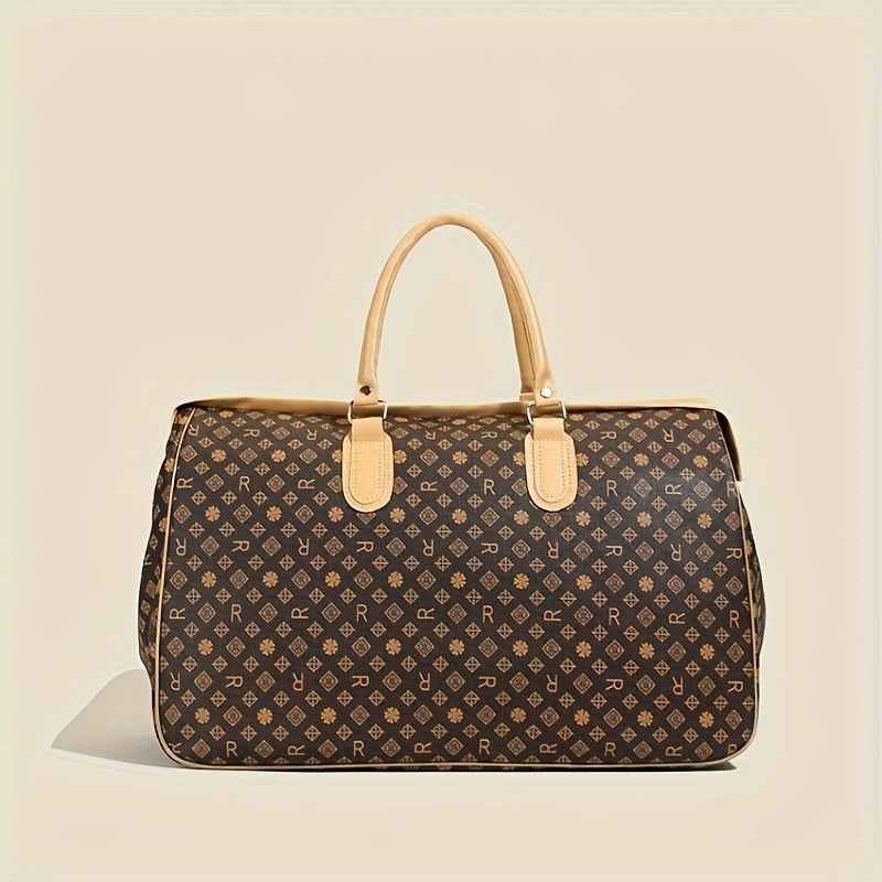 Large Capacity Travel Tote Bag with Spacious Main Compartment & Front Pocket - Coffee Color Portable Handbag for Gym, Business Trips, Weekend Getaways, Travel Bag, Carryon Luggage, Sleek Design, Sturdy Handles, Organized Packers