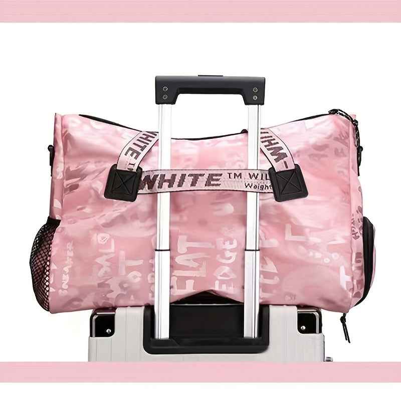 1pc Letter Independent Shoe Storage Travel Bag, Multifunctional Large Capacity for Outdoor Use, Wear-Resistant And Lightweight, with Dry And Wet Separation, Can Be Carried by Hand Or Worn on The Shoulder.