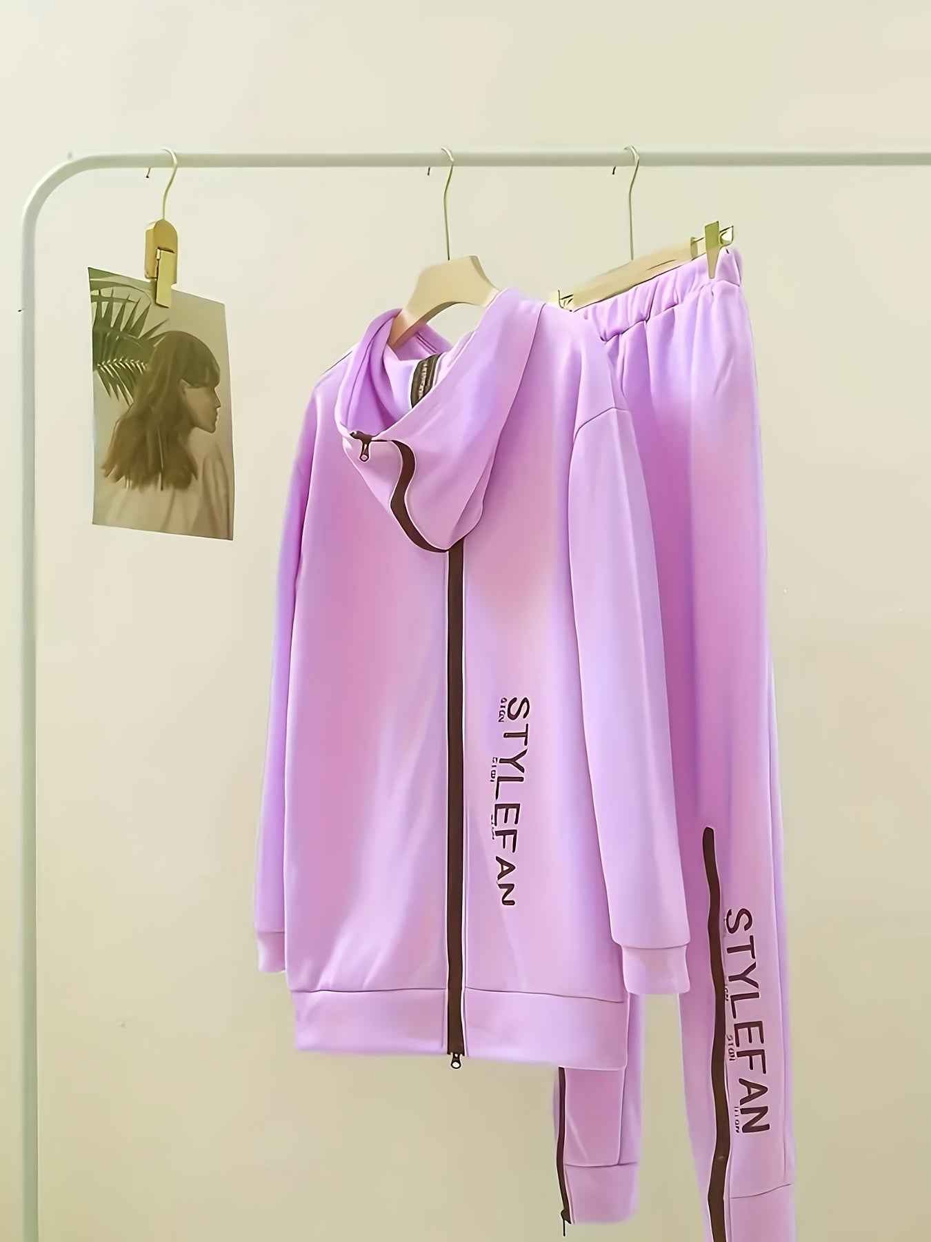 2pcs Set Fashionable Women'S Zip-up Hoodie And Sweatpants Set- Stylish, Comfortable Streetwear For Fall And Winter- Modern, Warm, Versatile Two-piece Outfit With A Cozy Hoodie And Elastic Waistband Pants