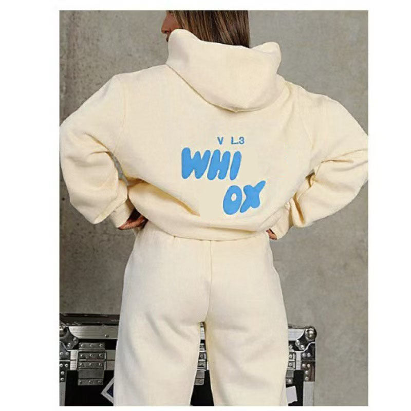 2025 New Style Letter Logo Insulated Sweatshirt and Pants for Ladies' Casual s Head Cover with Hood, Cold Weather Clothing, Casual Wear, Hooded Sweatshirt, Trendy Casual, Comfortable Fabric, Durable Stitching, Ladies' Sweatsuit, Unisex Hoodie, Winter Ward - IRON GODDESS