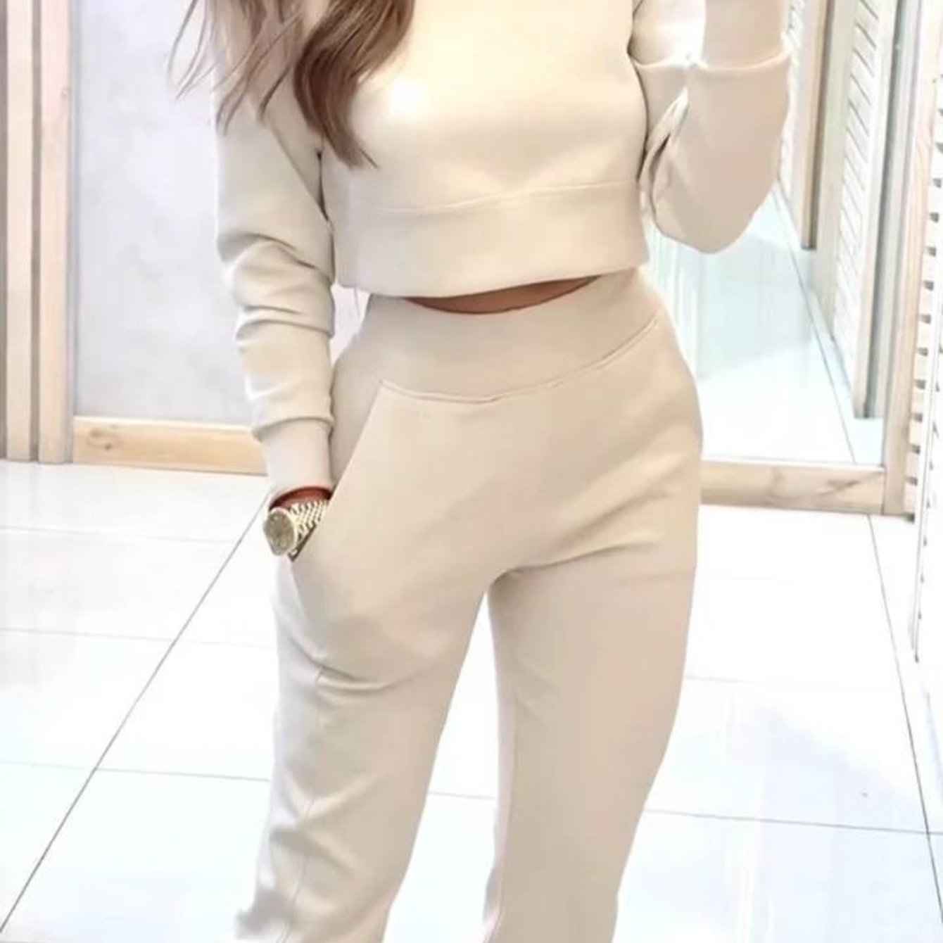 2024 New Style - Autumn and Winter Women's high-neck, fitted long-sleeved Casual Set