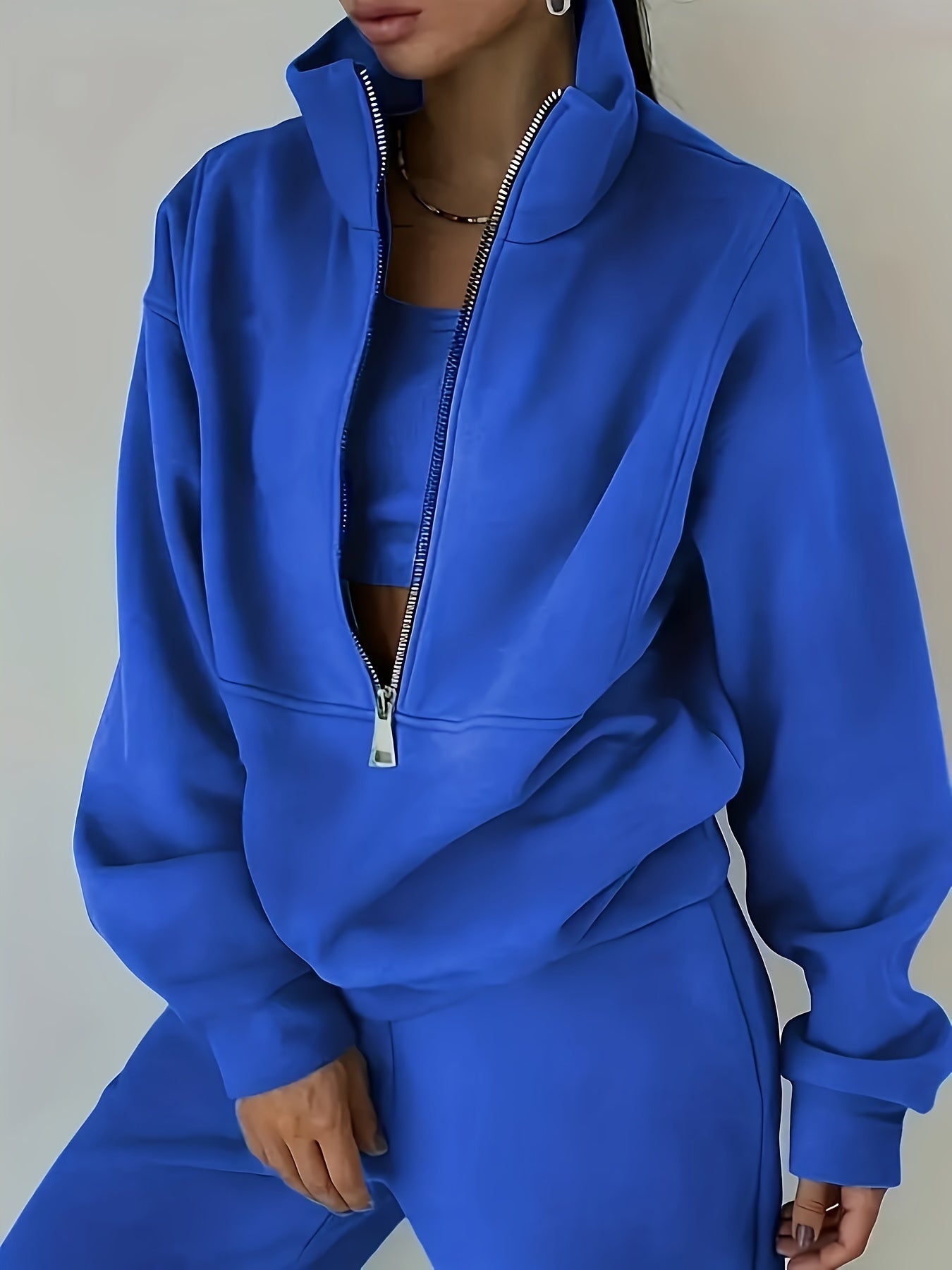 Womens Long Sleeve Zip Sweatshirt  Pants Set - IRON GODDESS