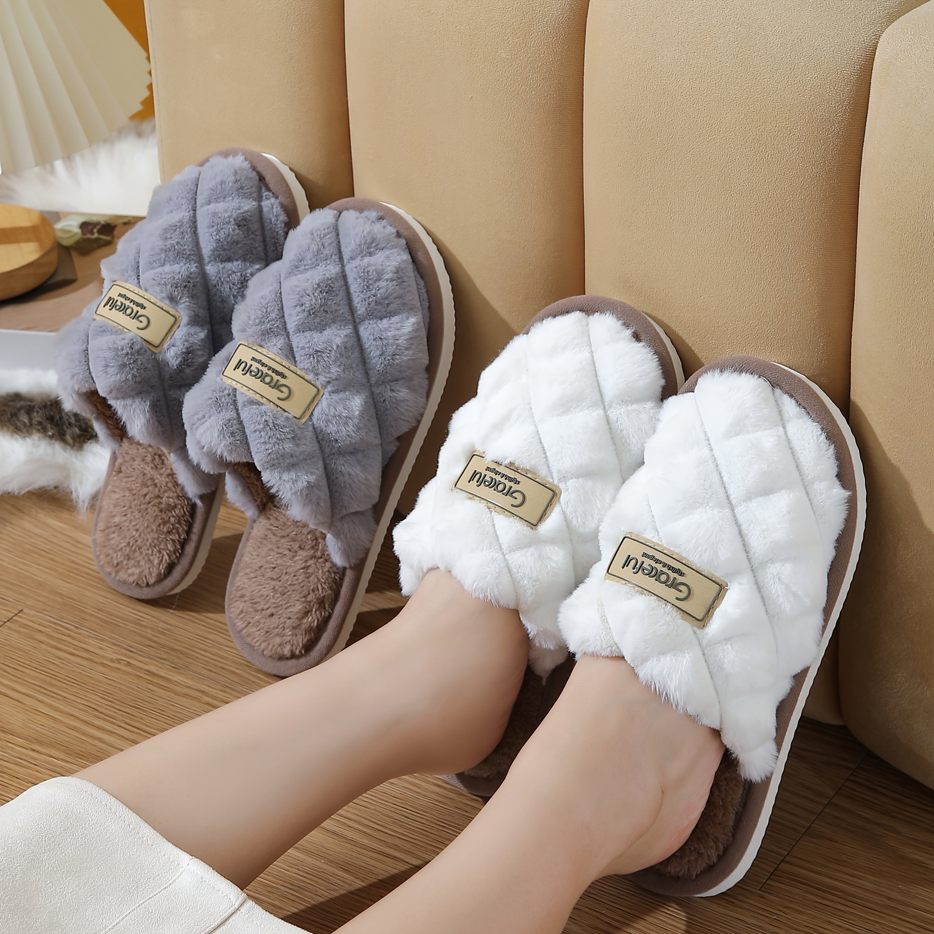 QEEDUOOF Cozy Plush HalfSlippers Winter Comfort for All - IRON GODDESS