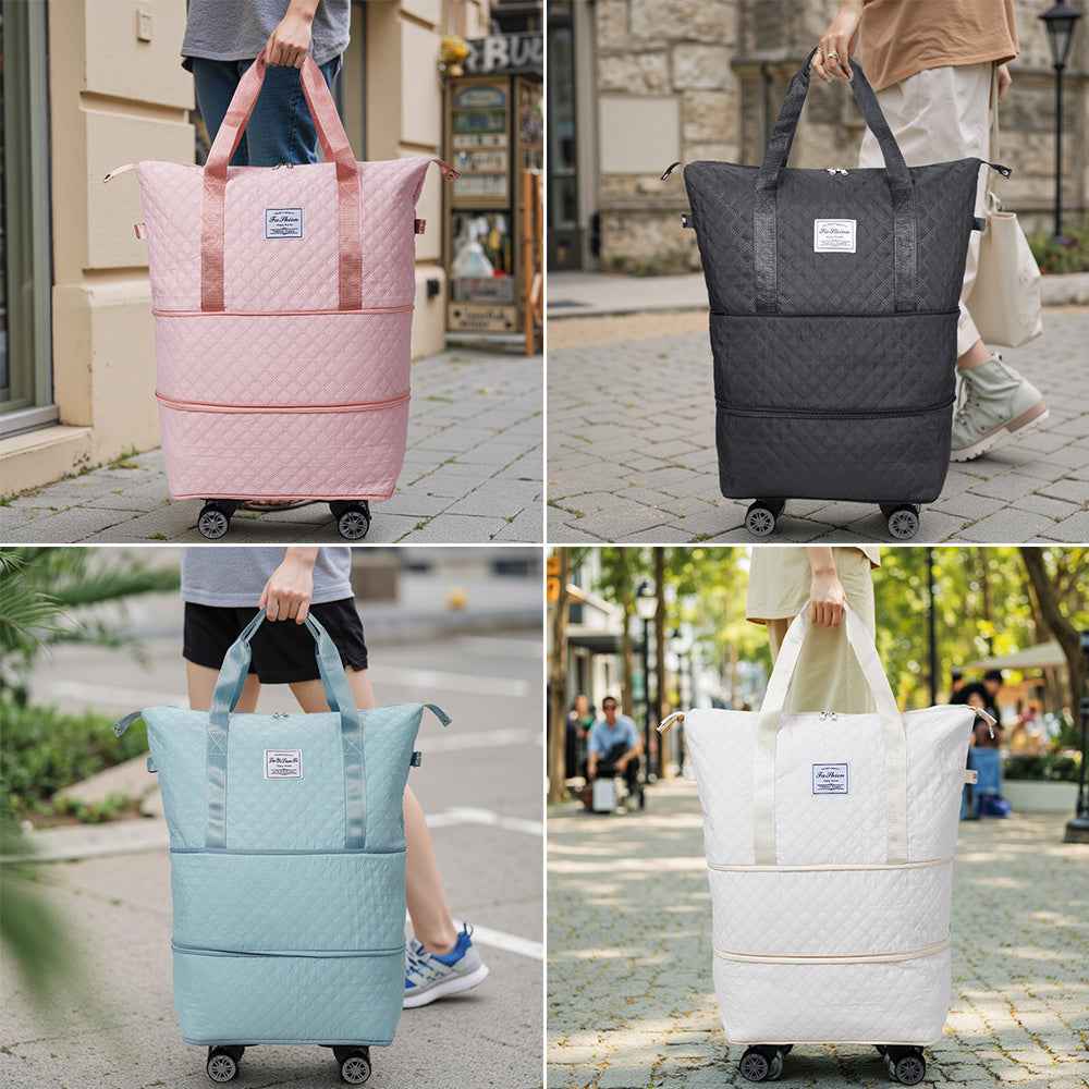 Hand-carry Gym Bag, Portable Travel Bag with 360° Rotating Wheels, Dry and Wet Separation Travel Bag, Expandable Luggage Bag, Suitable for Carrying When Traveling or Exercising
