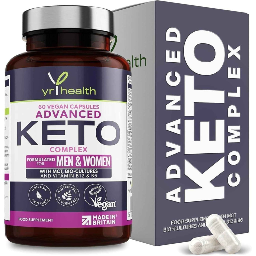 Keto Diet Pills - Max Strength Weight Loss Complex for Men & Women - MCT Oil, Green Tea, Bio-Cultures, Vitamins & Minerals, Carbohydrates & Fatty Acids Metabolism – 60 Vegan - Made in The UK
