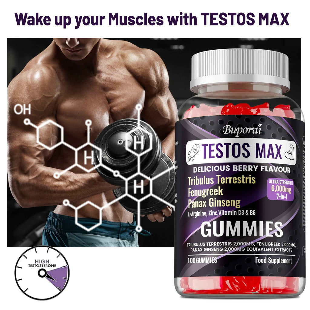 TESTOS MAX Capsules - Men'S Health Supports, Promote Healthy Muscle Growth, Improved Athletic Performance, Motivation, Improved Hormone Balance - with Ginseng, L-Arginine, Zinc - 100pcs