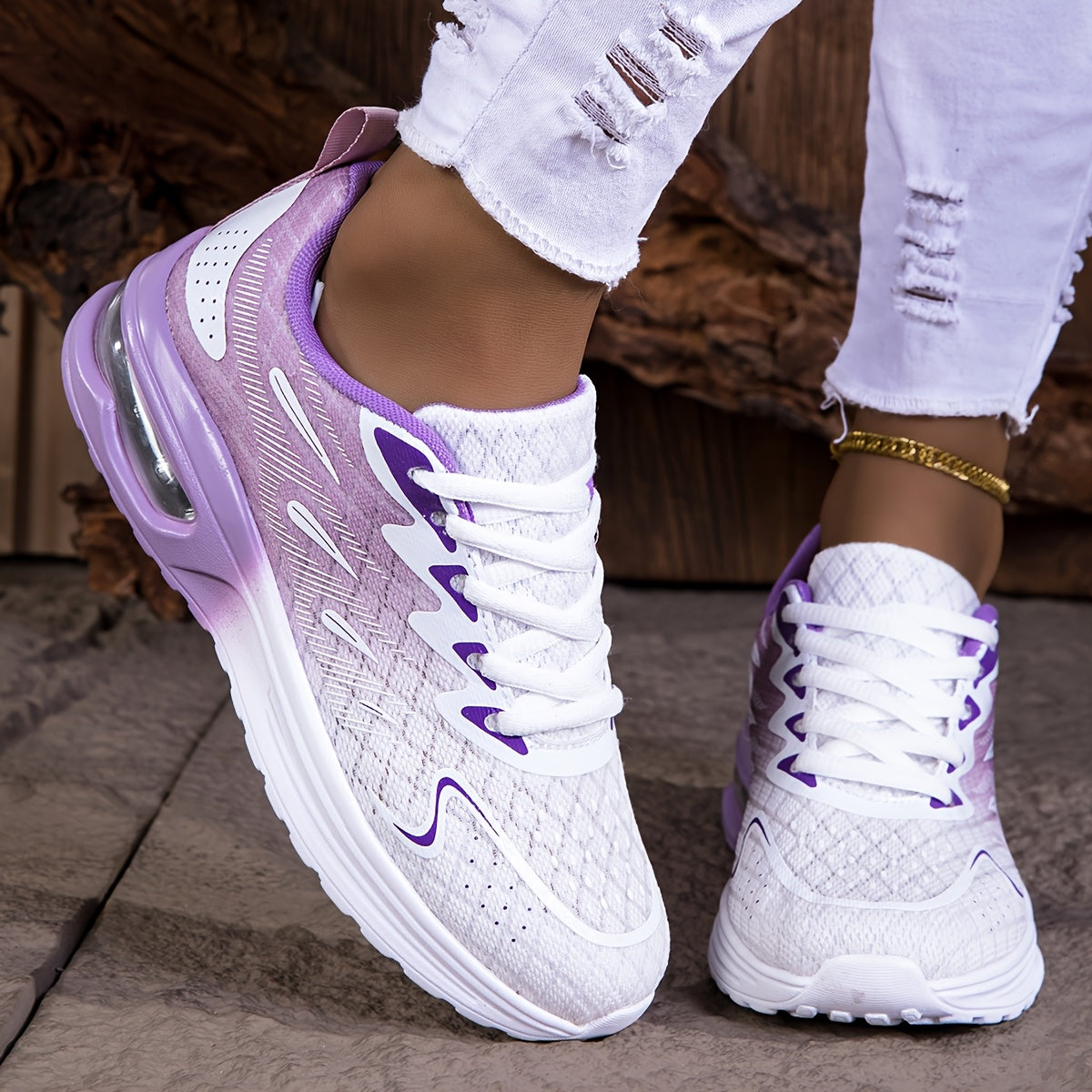 Lightweight Cushioned NonSlip PinkWhite Running Sneakers - IRON GODDESS