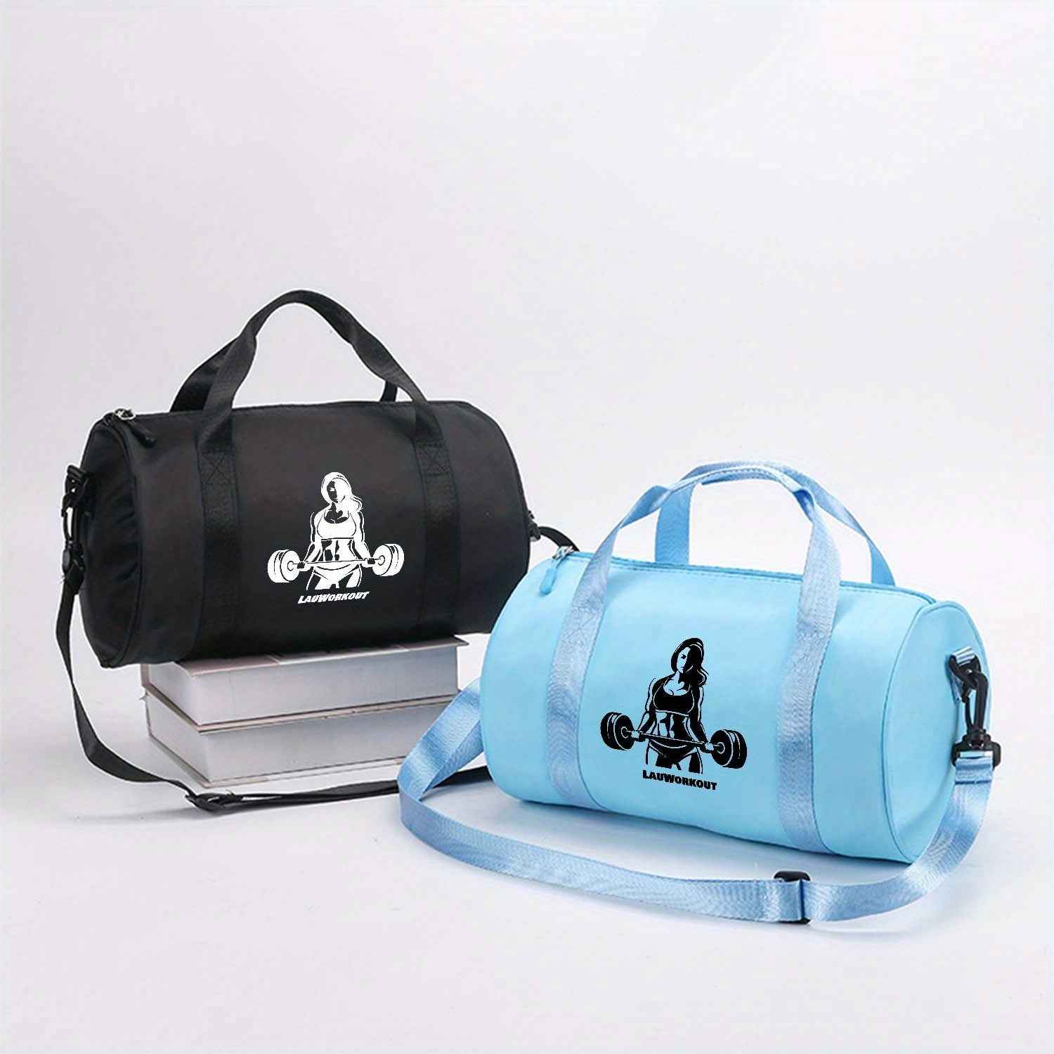 1pc Weightlifting Girl Printed Messenger Bag - Adjustable Strap, Multi-Color Options (Black/Blue/Pink/Red) - Durable Fabric Gym & Dance Bag for Teenager, Casual Outdoor Sports Tote with Top Handle & Shoulder Strap, Street Style Design for Daily Commute, V