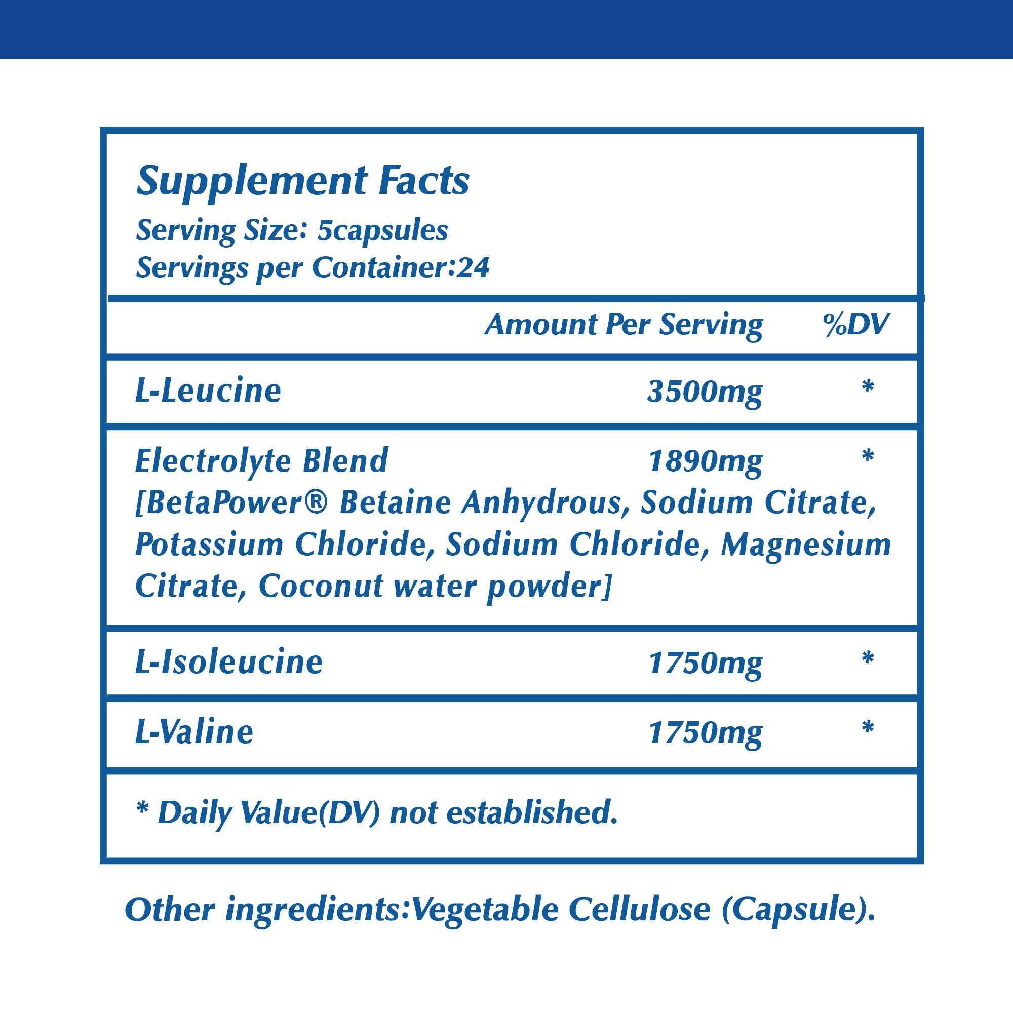 120 Capsules BCAA Supplement with Electrolytes - & Growth Support, Post-Workout Performance Enhancer, Brain Function & Booster, Gluten-Free & Dairy-Free, Blueberry Flavor, BCAA (Branched-Chain Amino Acids) for Gym, Athletic Training & Daily Use