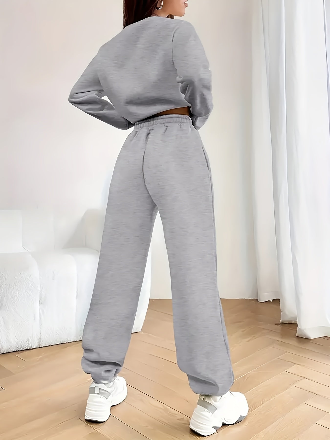 Cozy Geometric FleeceLined Womens Sportswear Set - IRON GODDESS