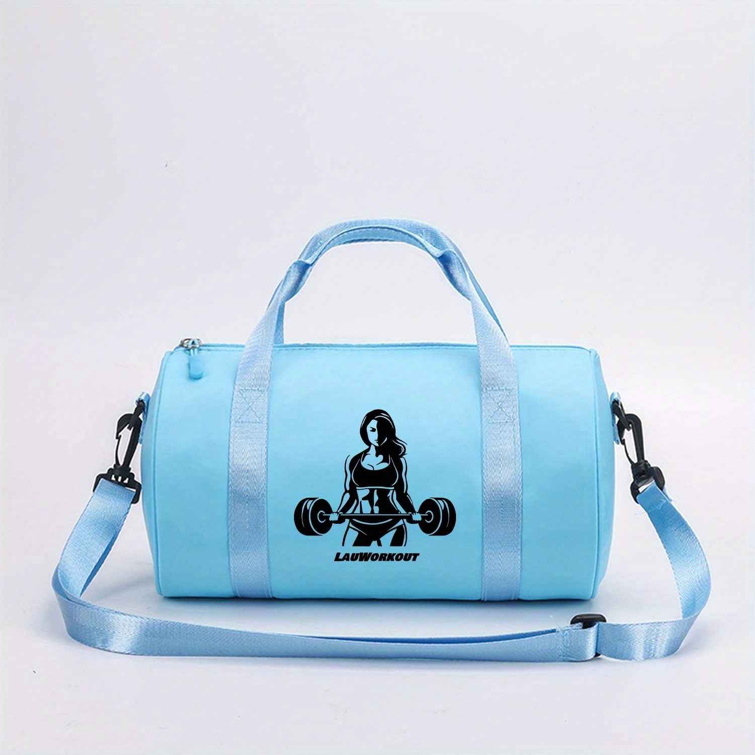 1pc Weightlifting Girl Printed Messenger Bag - Adjustable Strap, Multi-Color Options (Black/Blue/Pink/Red) - Durable Fabric Gym & Dance Bag for Teenager, Casual Outdoor Sports Tote with Top Handle & Shoulder Strap, Street Style Design for Daily Commute, V