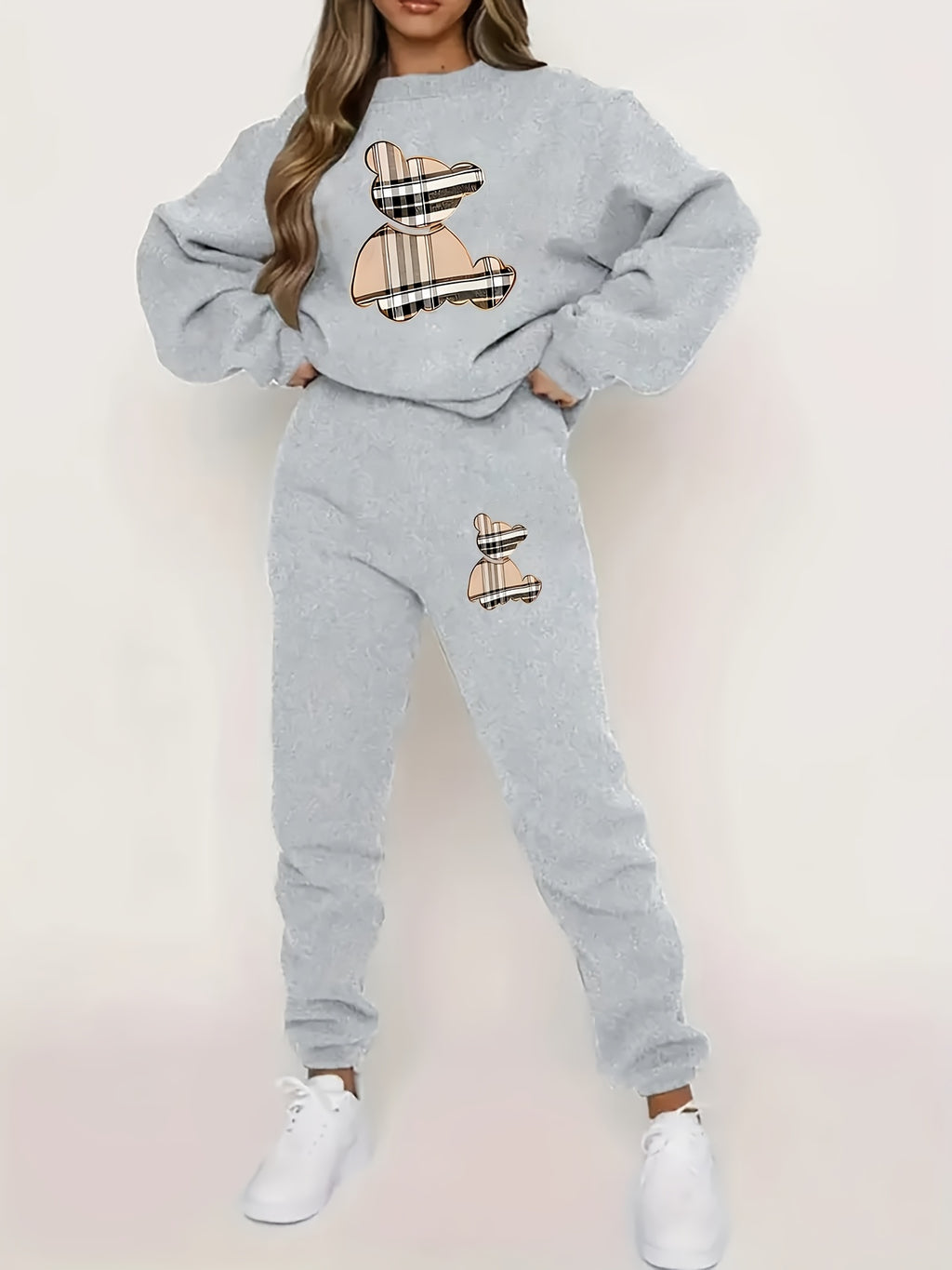 Cozy Geometric FleeceLined Womens Sportswear Set - IRON GODDESS