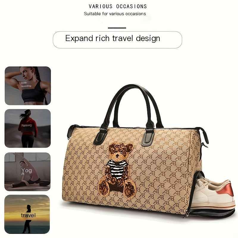 Travel Tote Bag, a Versatile Handbag with Large Capacity for Short Trips, Suitable for Business Travel, Luggage Storage, Carry-On Bag with Dry And Wet Separation, Independent Shoe Compartment, Lightweight, Ideal for Students And Men, Multifunctional Gym B