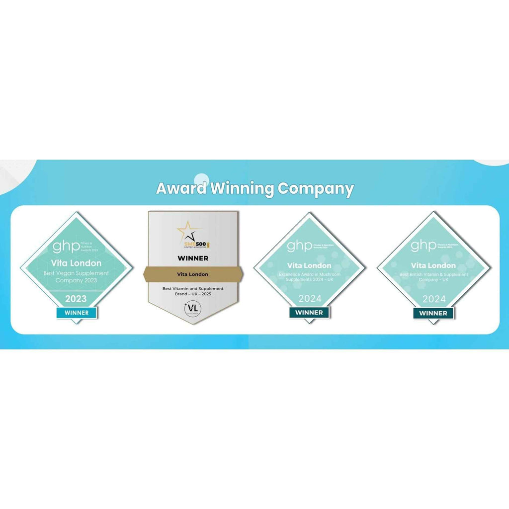 5pk Supplement Bundle - Turmeric, Ginger, Black Pepper - Magnesium Glycinate - Ashwagandha KSM-66 - Lions Mane Mushroom - Vitamin C & Zinc Tablets / Capsules (Not Gummies Or Powder) - Vegan - Gluten Free - Adult - UK - Vita London - Supplements - Vitamins
