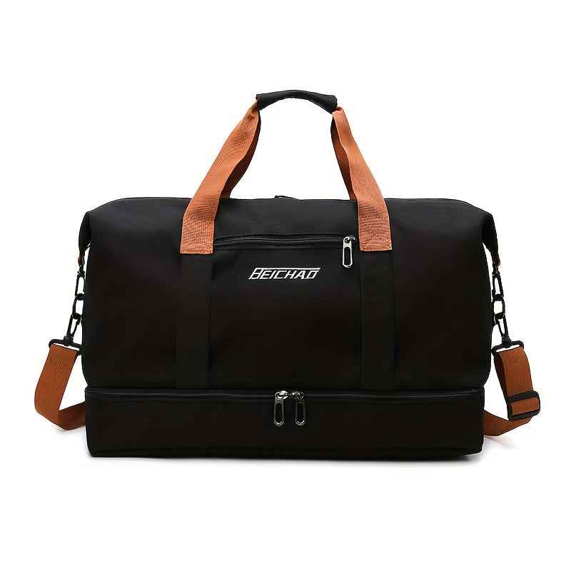 Hongyan Large Capacity Fitness Gym Bag with Dry/Wet Separation Compartments, Durable Oxford Fabric Workout Travel Bag, Adjustable Shoulder Straps & Multiple Pockets, 18.1" Height, 9.8" Width, 7 Colors (Military Green/Khaki/Gray/Purple/Red/Blue/Black), Wor