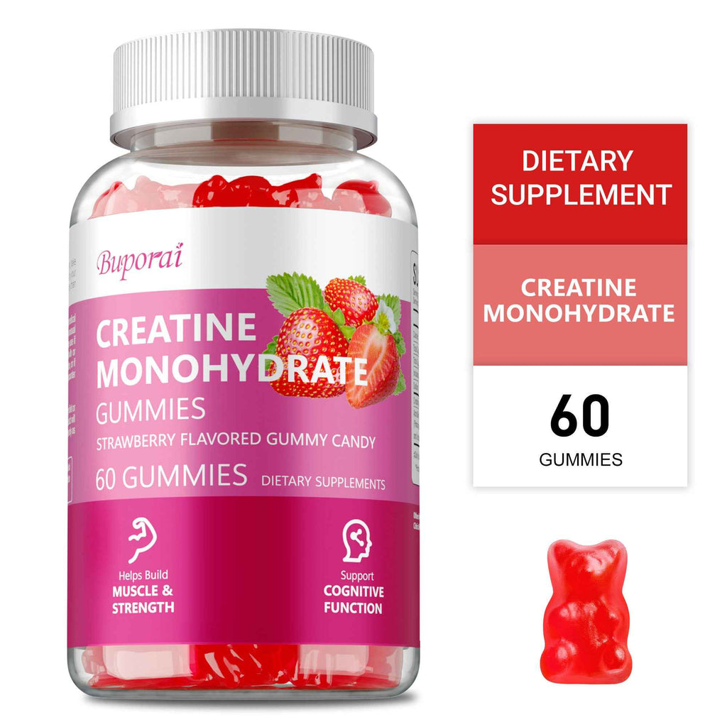 Creatine Monohydrate Gummies - Muscle Support, Strength, Recovery, Cognitive Health, Memory, Pre-Workout Supplement - 60pcs
